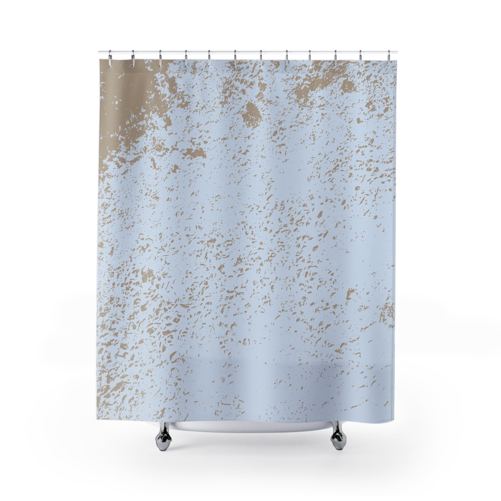 Powder Blue Shower Curtain | Beige Minimalist Fabric Curtain
