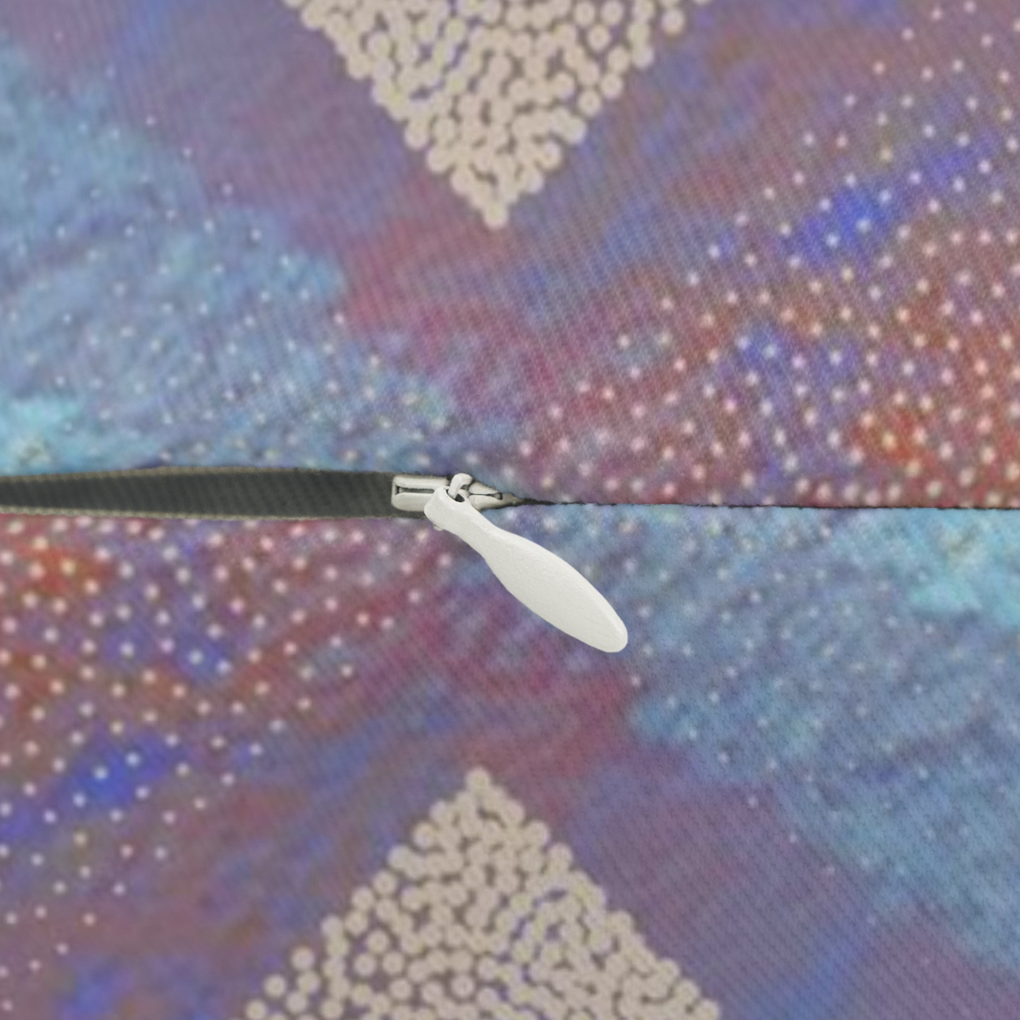 Abstract Lumbar Pillow | Blue Orange, Gold Monstera Leaves