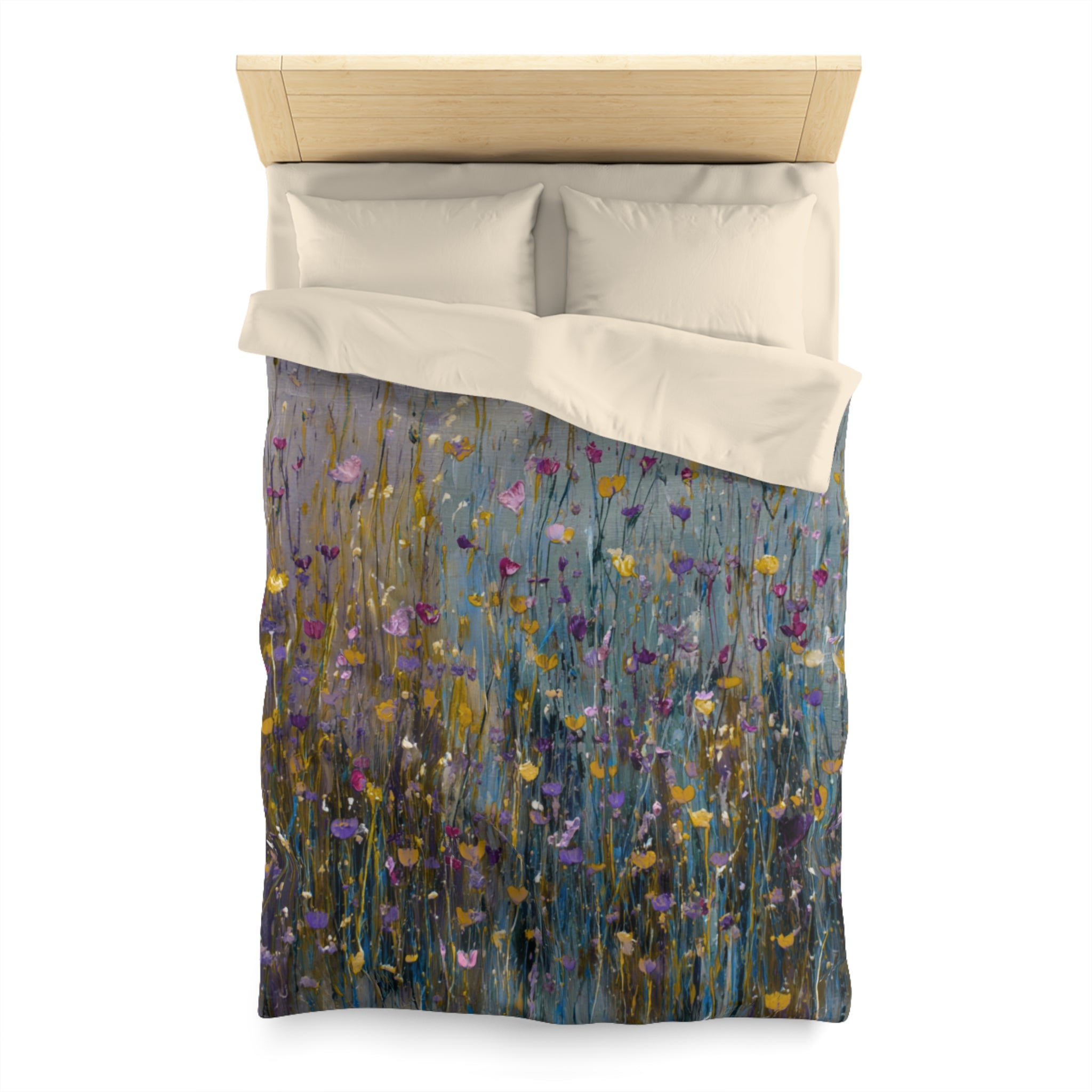 Floral Duvet, Pillow Cover | Grey Blue Yellow Bedroom Decor
