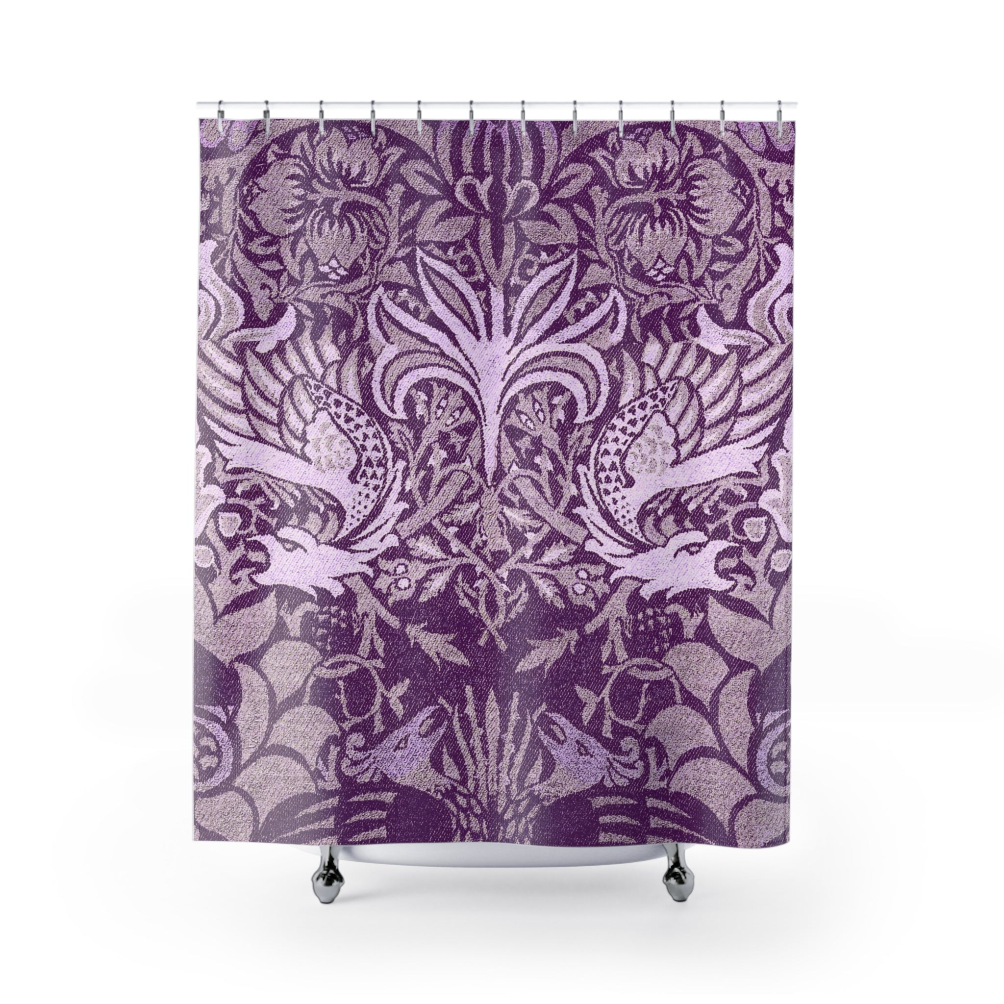 Boho Shower Curtain | Vintage Purple William Morris Inspired