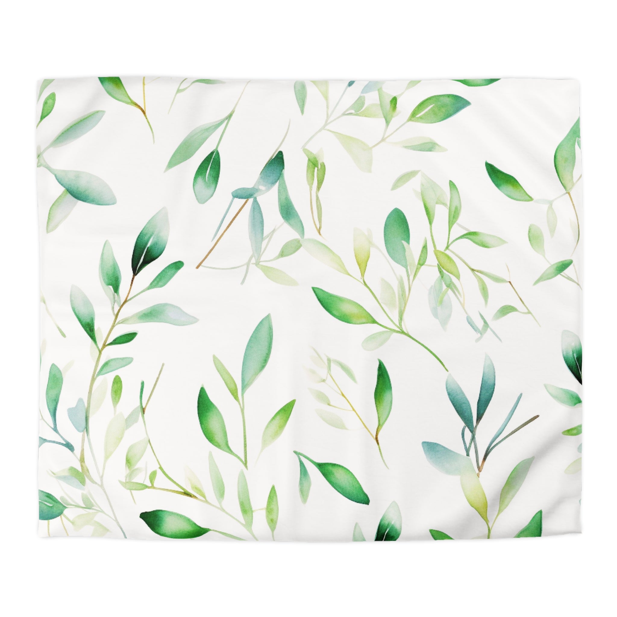 a repeating pattern of green leaves and branches, creating a lush and natural aesthetic.