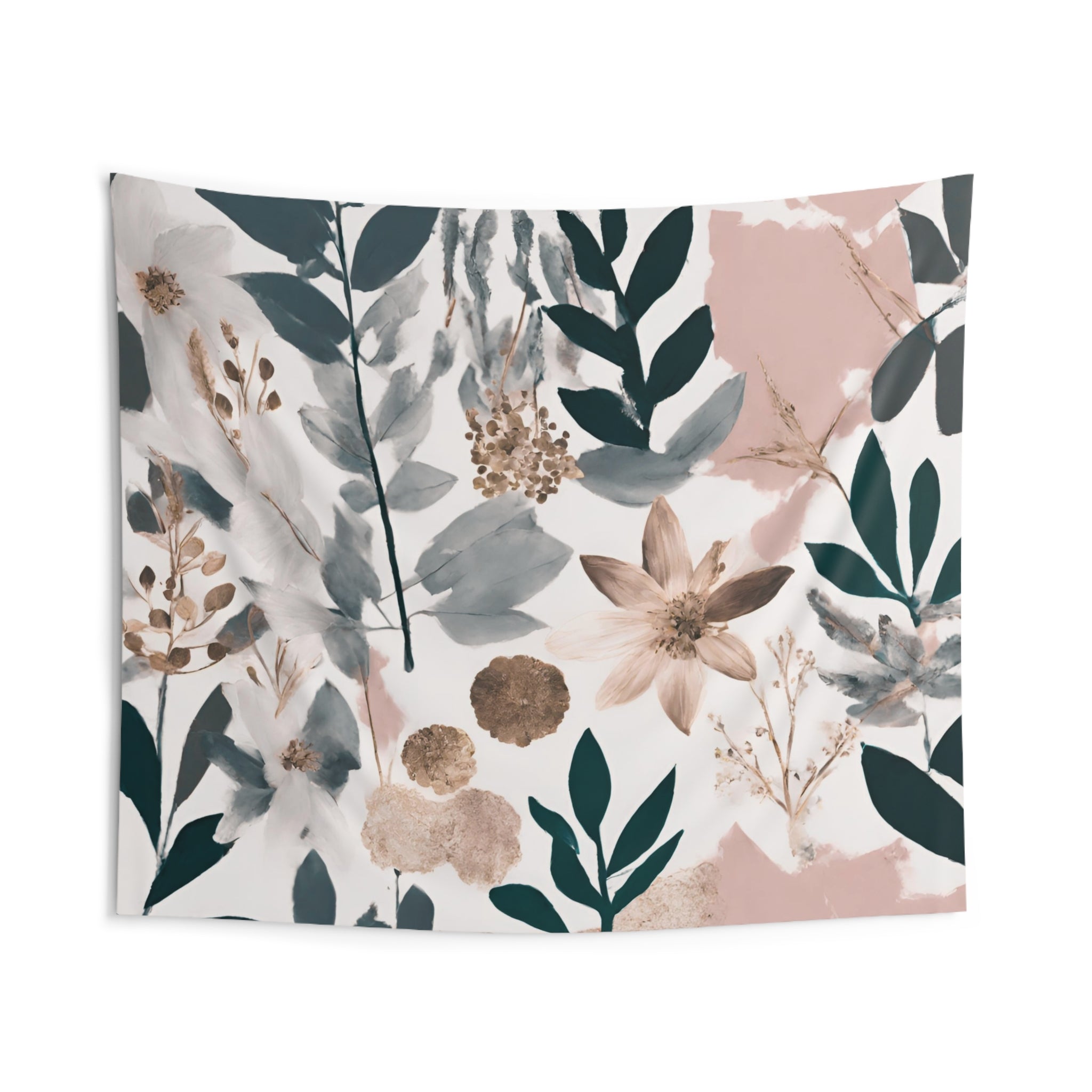 Abstract Floral Wall Hanging Fabric Tapestry; Watercolor
