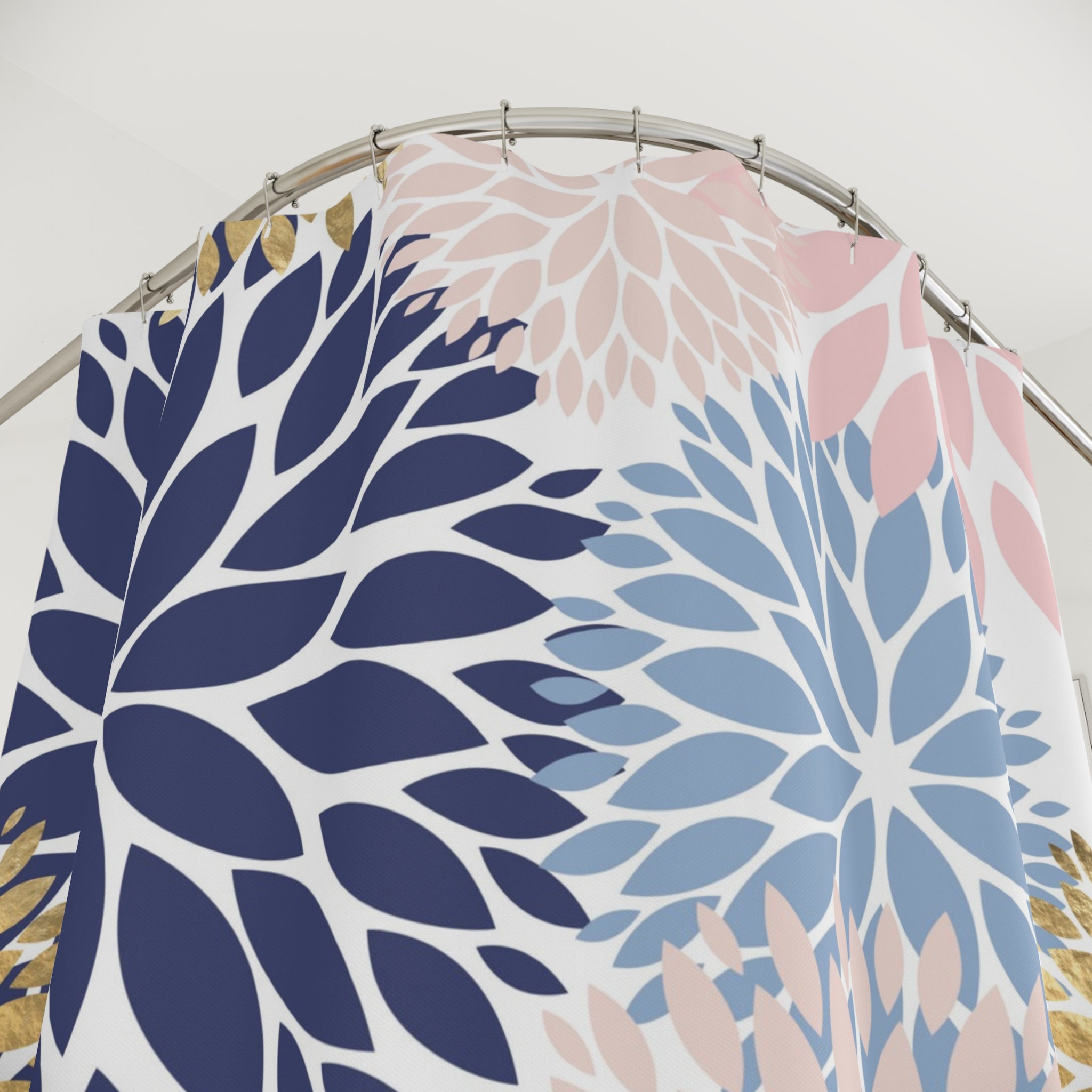 Dahlia Floral Shower Curtain | Boho Blush Pink Bathroom Decor
