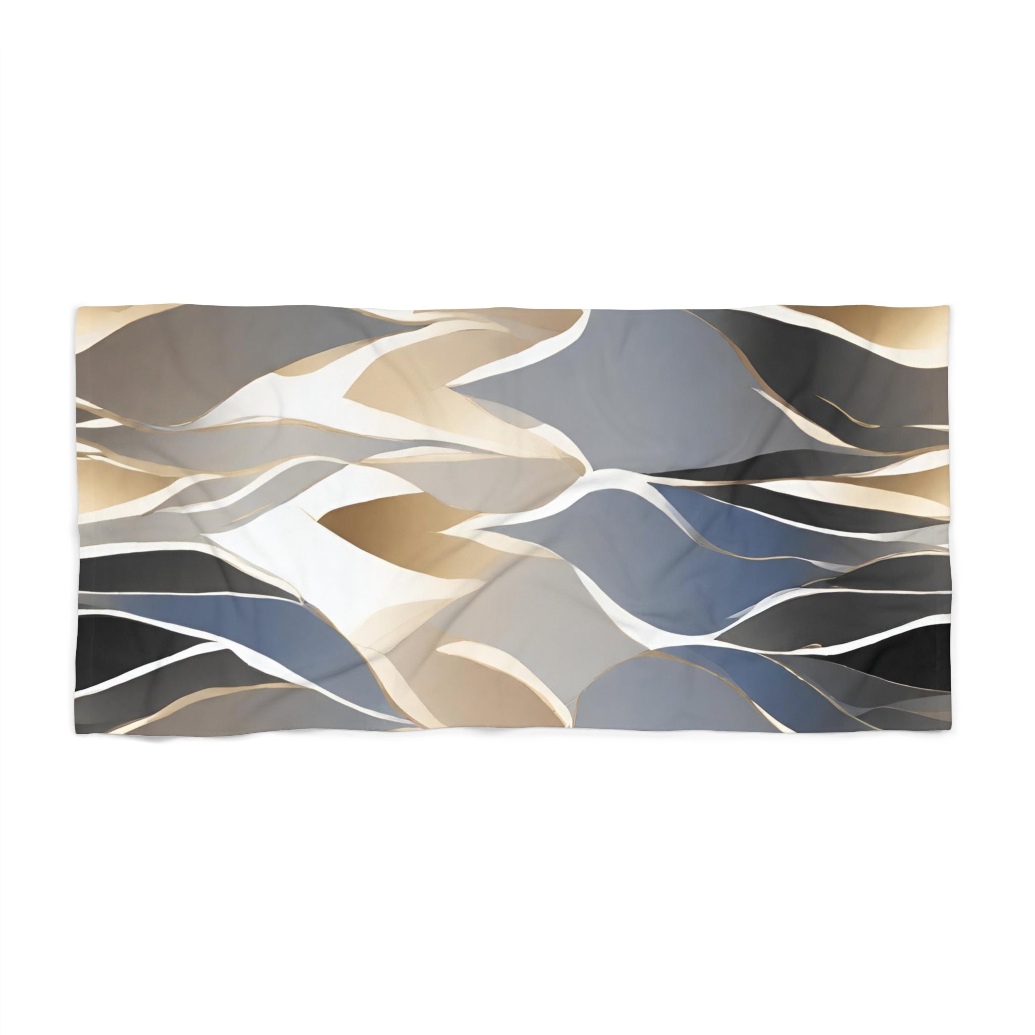 Bath, Beach, Spa Towel | Grey Blue, Muted Gold Beige