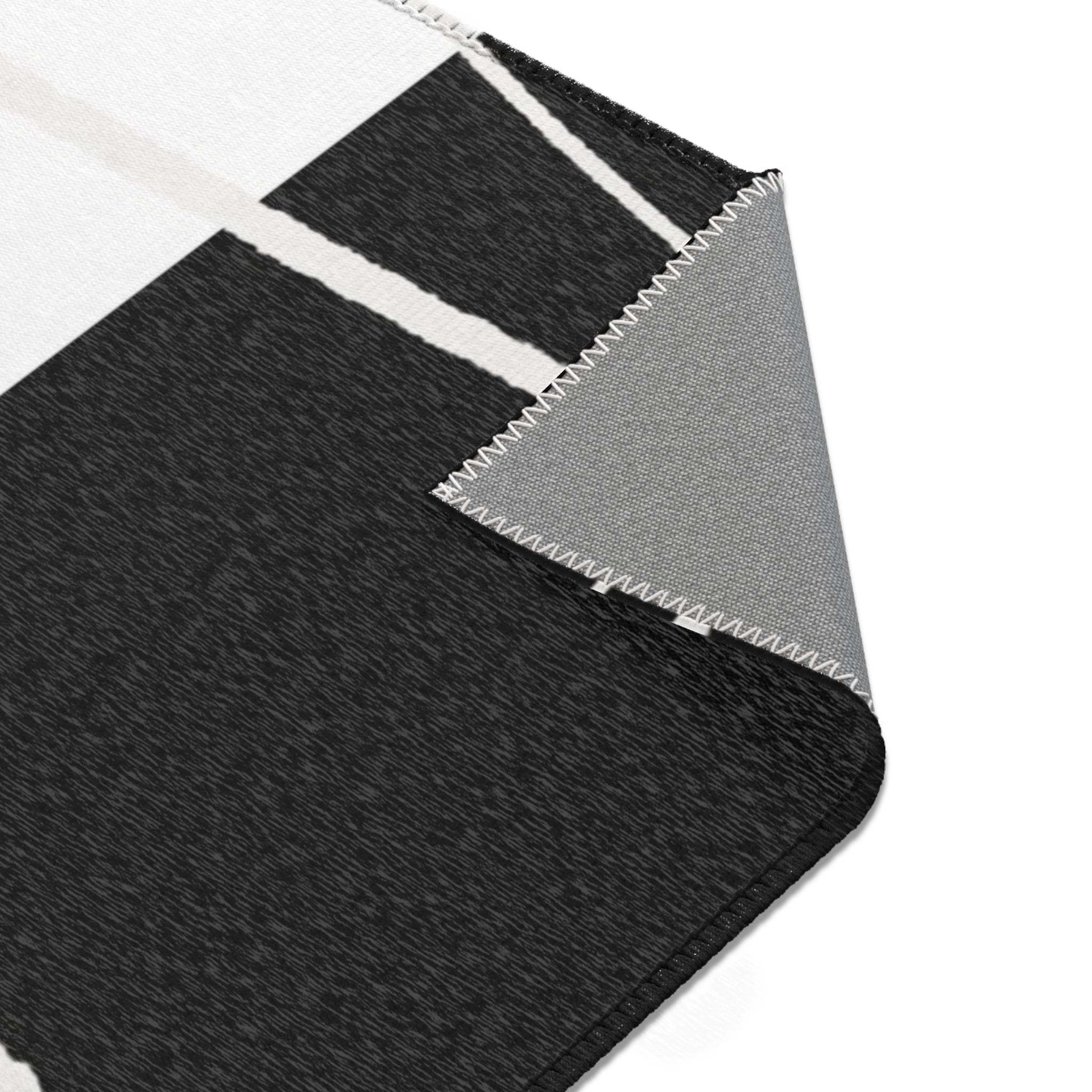 Abstract Ombre Area Rug | Black White Rustic Rug