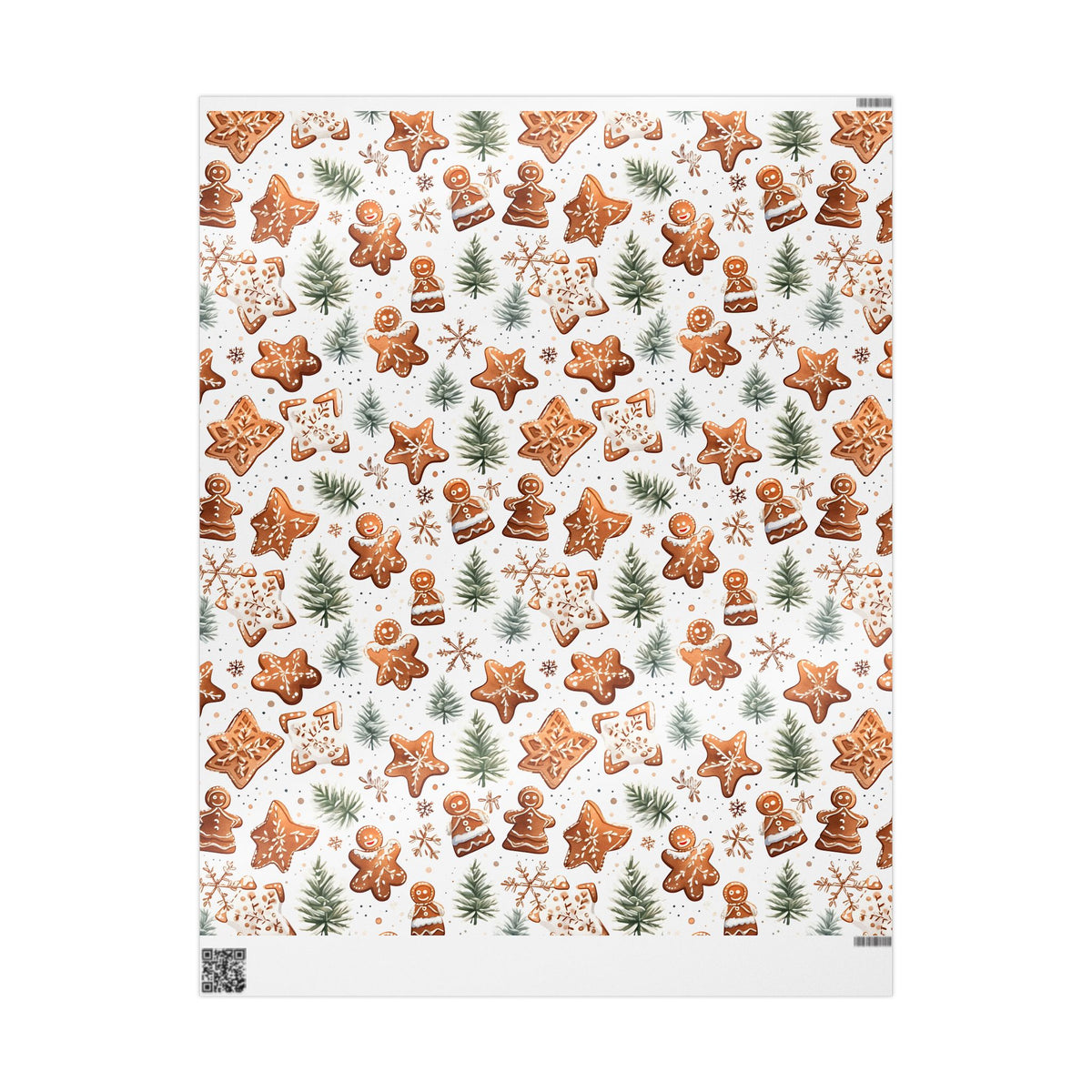 Gingerbread Cookie Snowflake Christmas Wrapping Paper, Gift Wrap