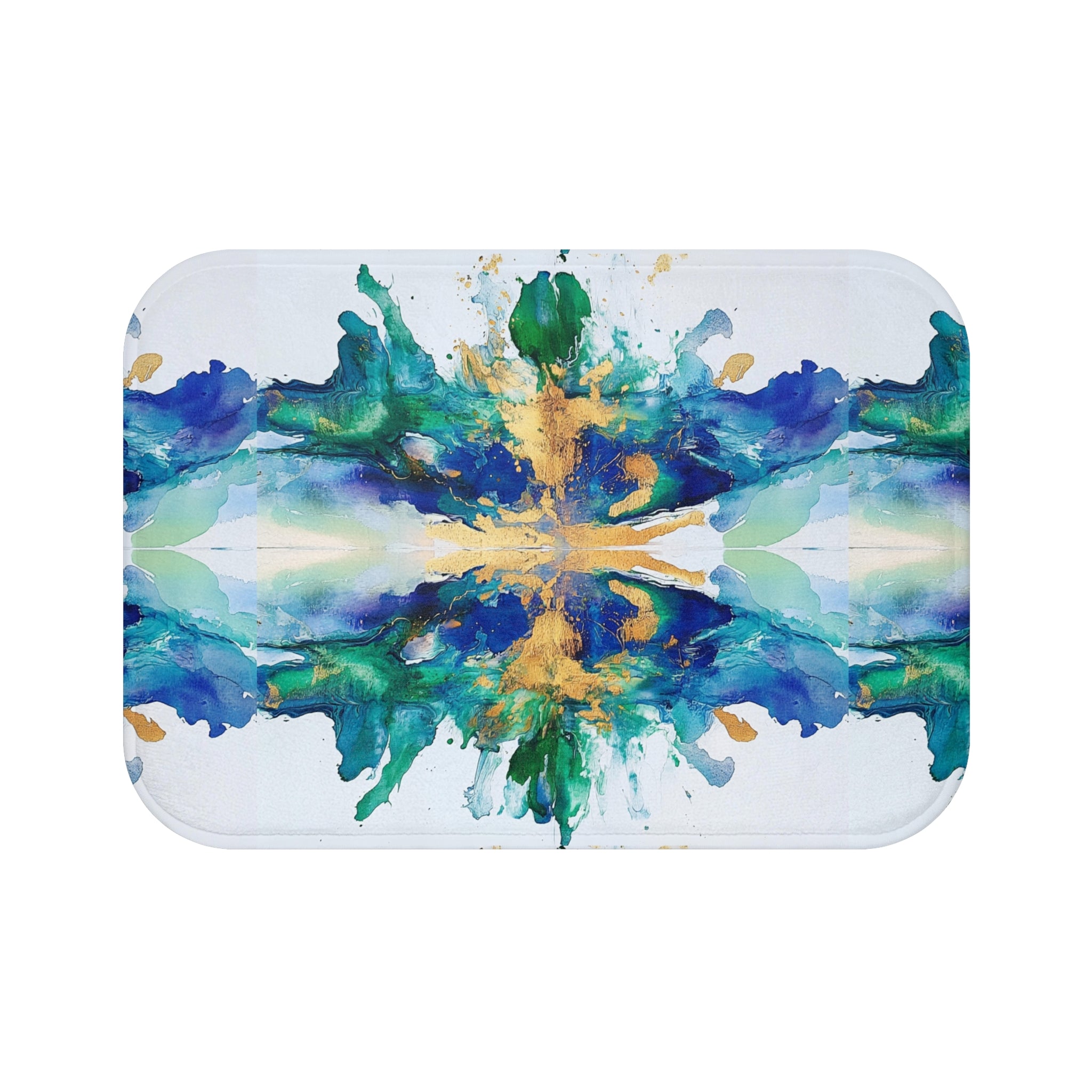 Colorful Bath Mat | Abstract Green Blue White Kitchen Mat