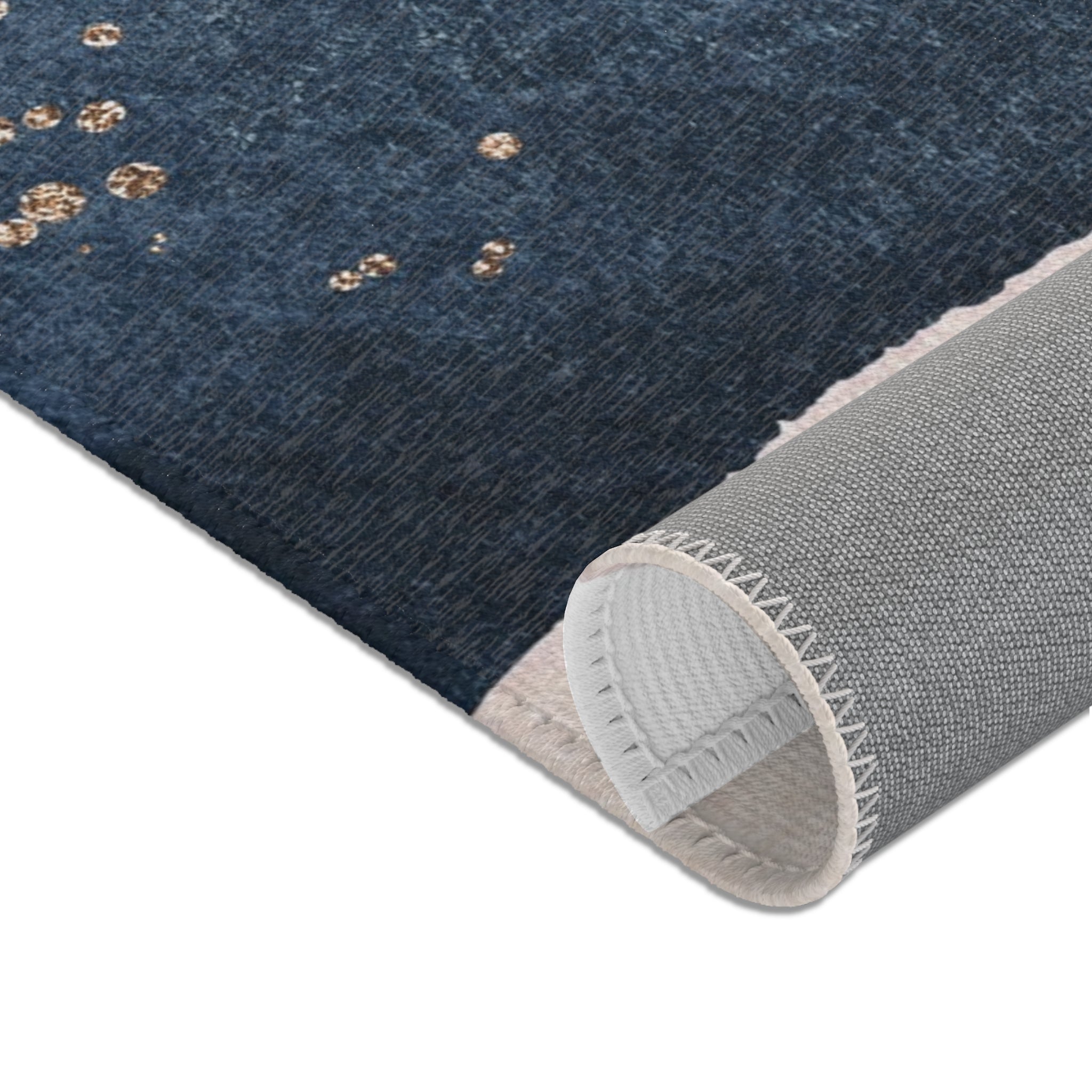 Abstract Area Rug | Navy Blue, Ivory Rust Watercolor Artsy Rug