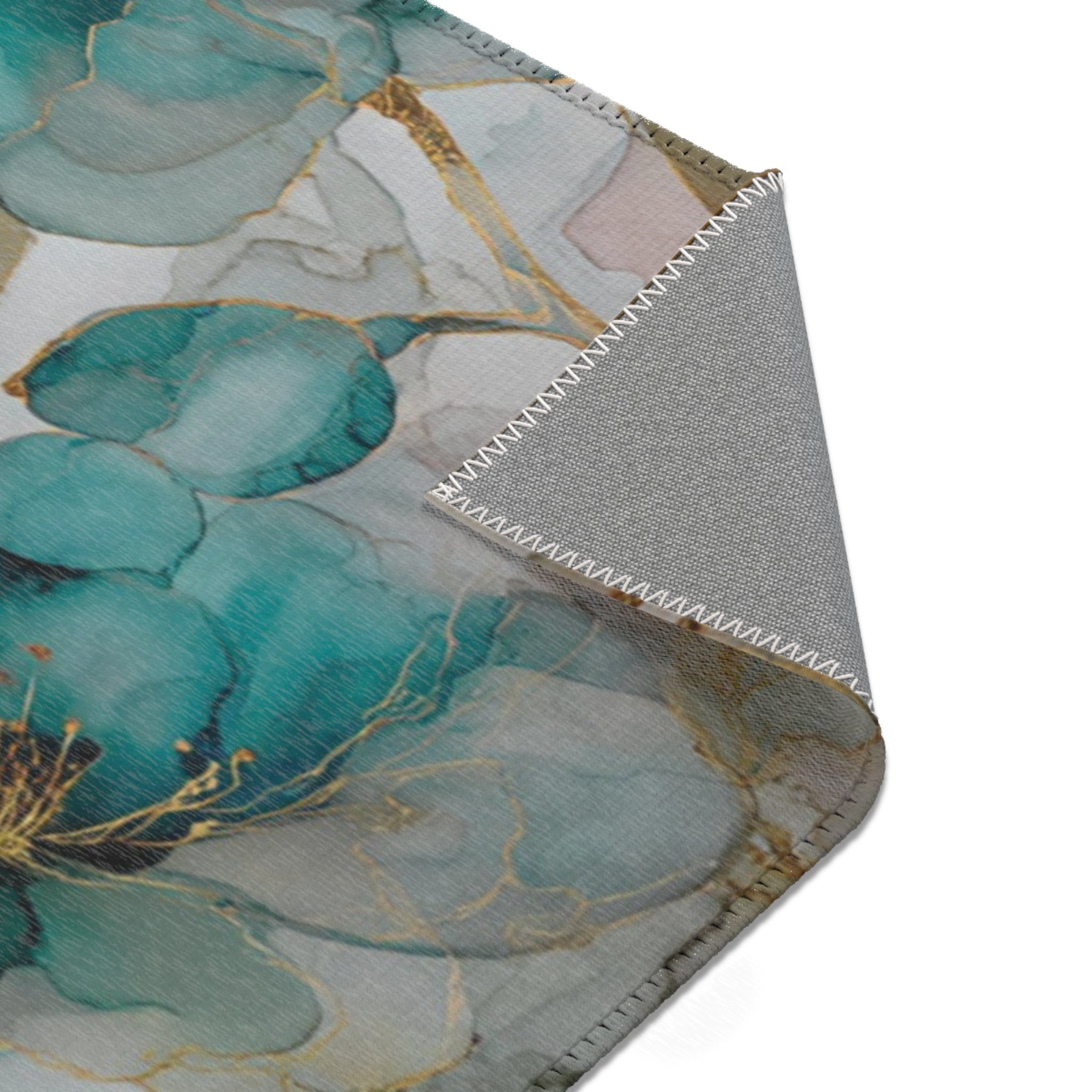 Abstract Area Rug | Floral Teal Blush Beige Watercolor Artsy Rug
