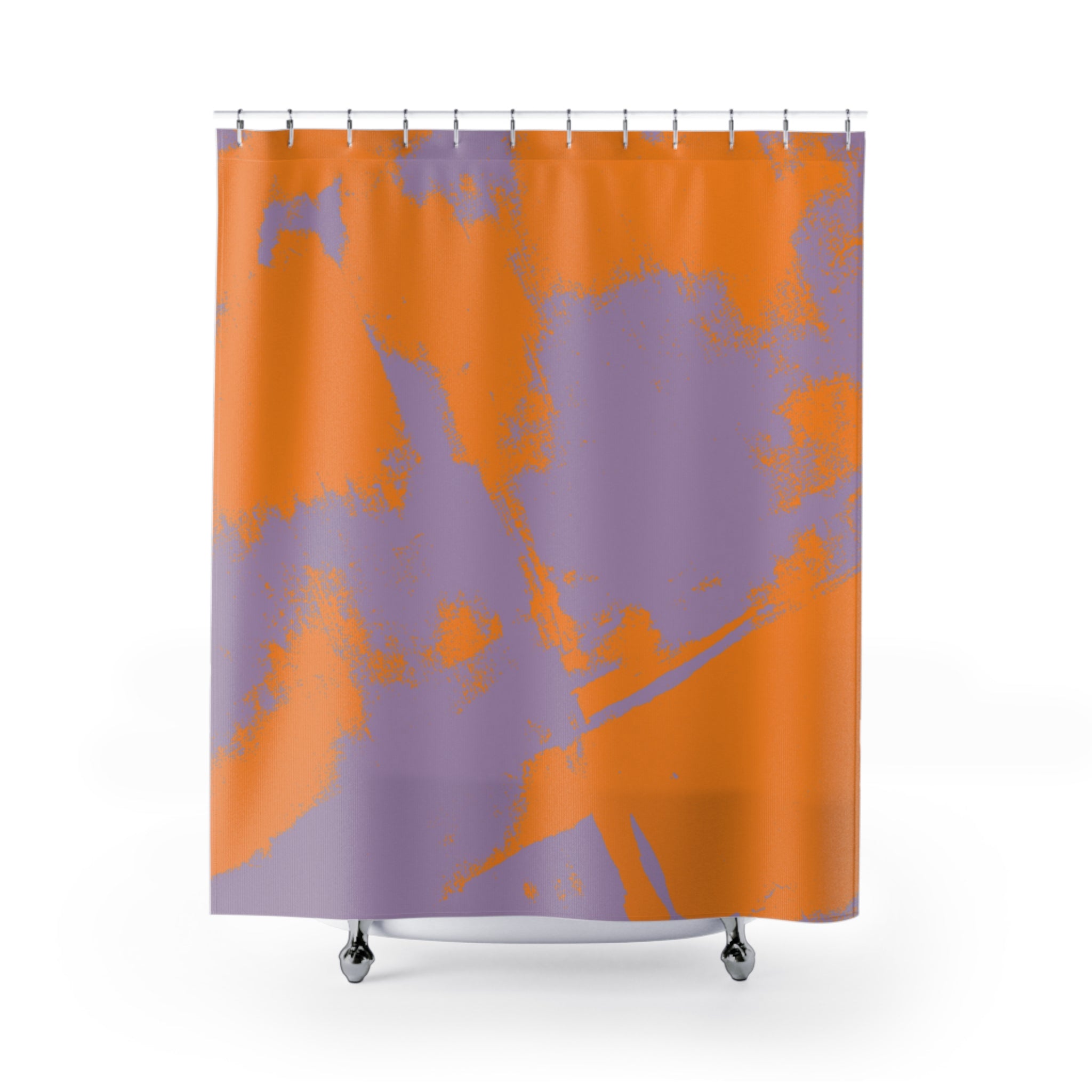 Orange Purple Shower Curtain | Minimalist Colorful Fabric Curtain