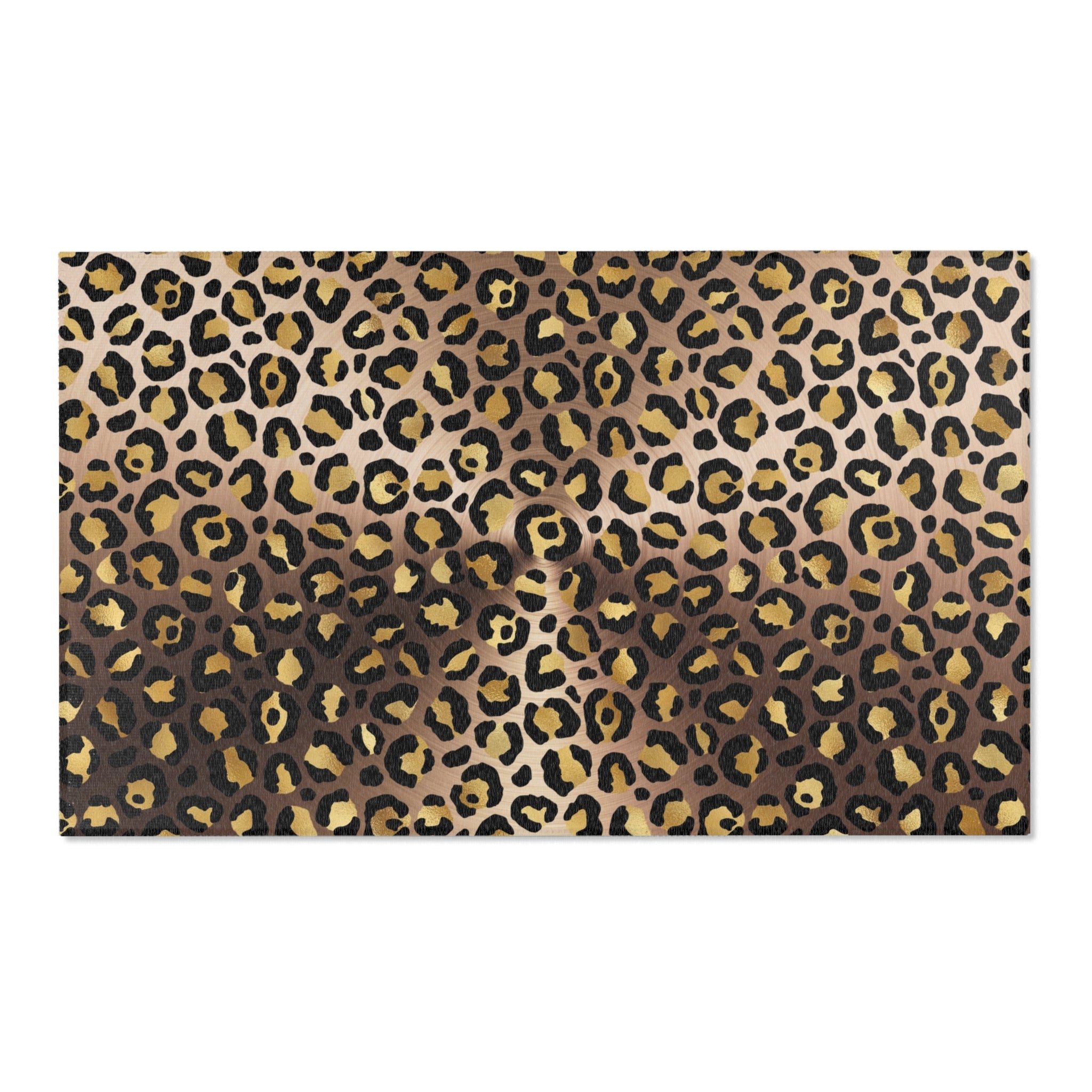 Beige Leopard Large Area Rug | Gold Brown, Black Animal Print