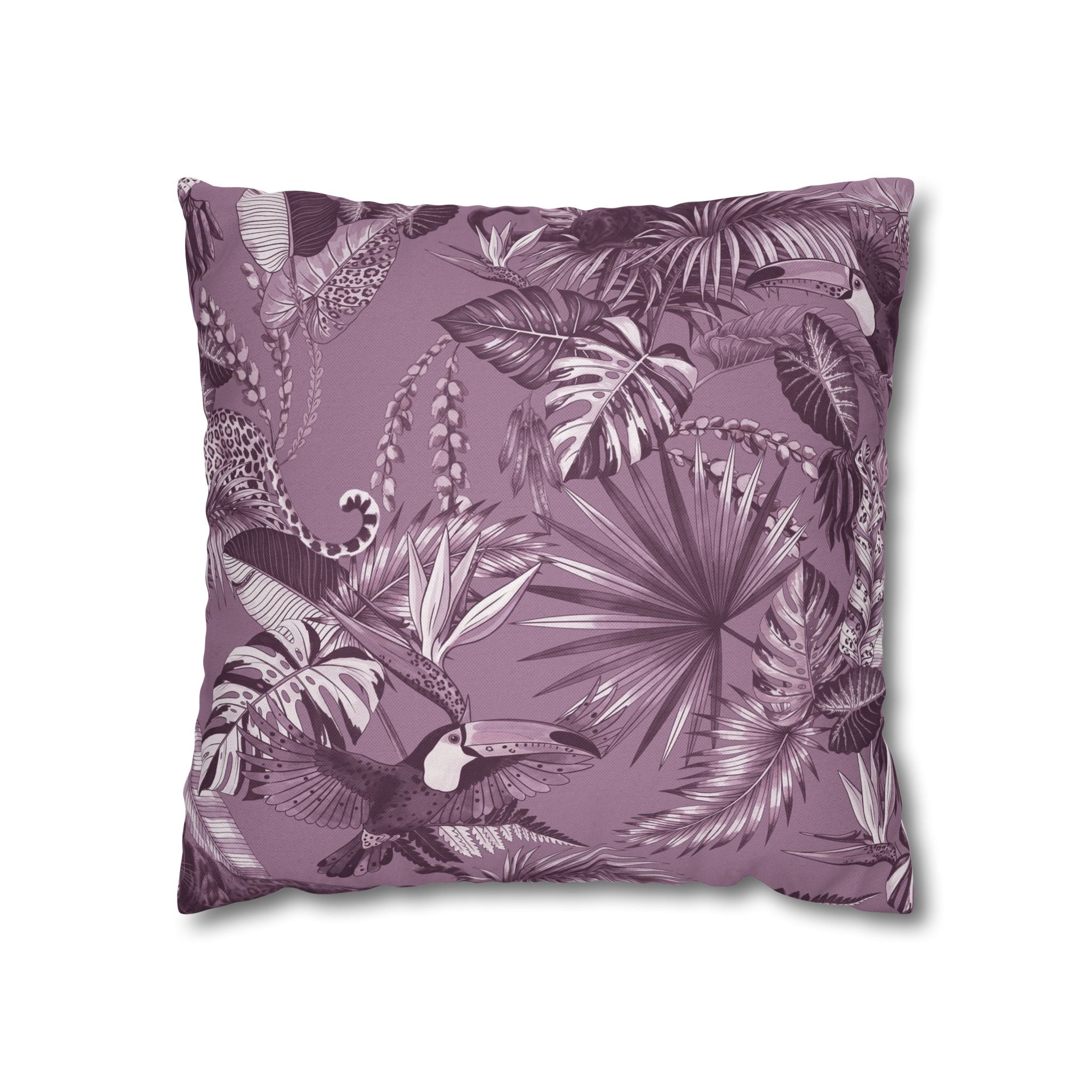 Jungel Throw Pillow Cover, Plum Coastal Nature Decor Cushion