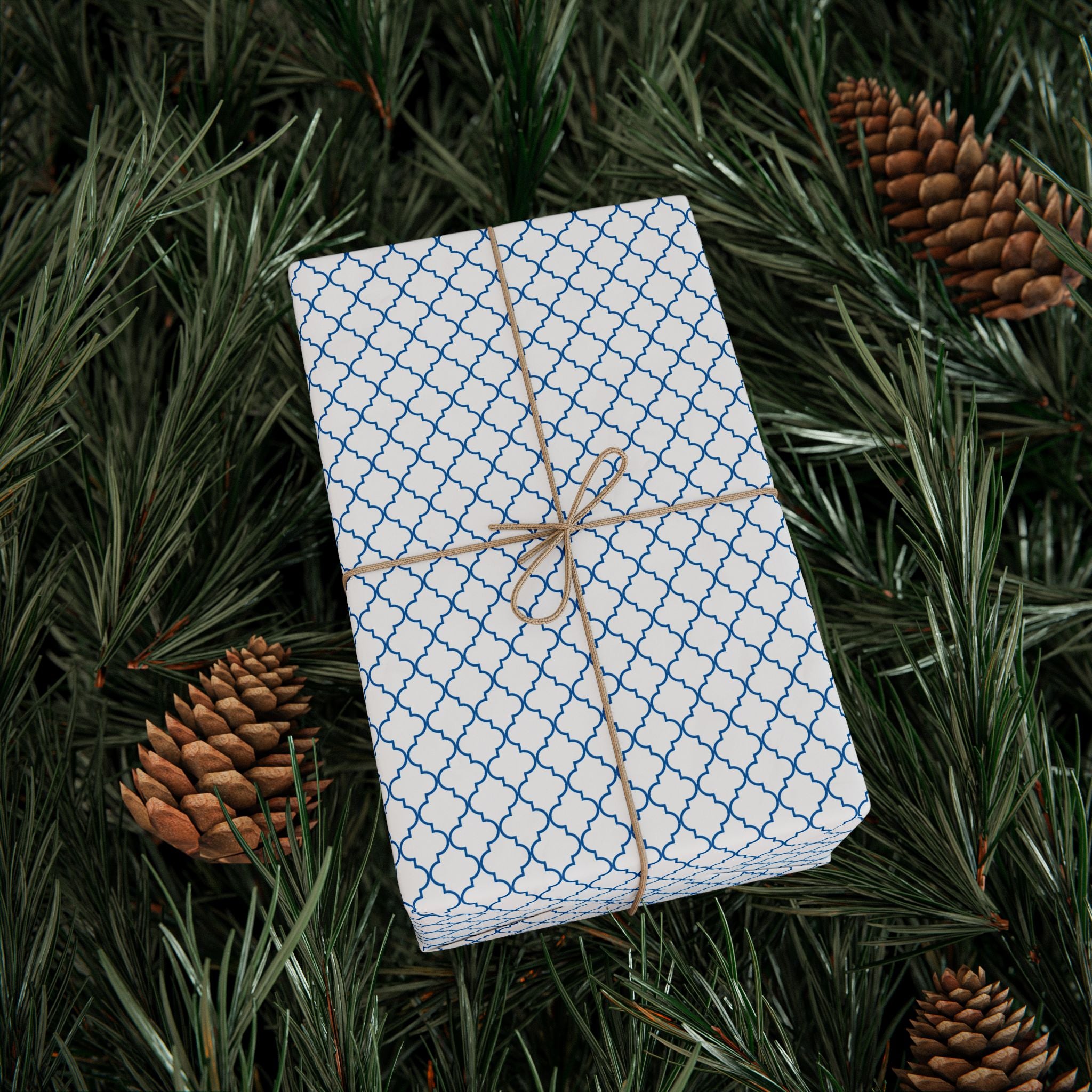 Art Deco Gift Wrapping Paper | Blue White Minimalist Wrap for the Holidays, Birthdays