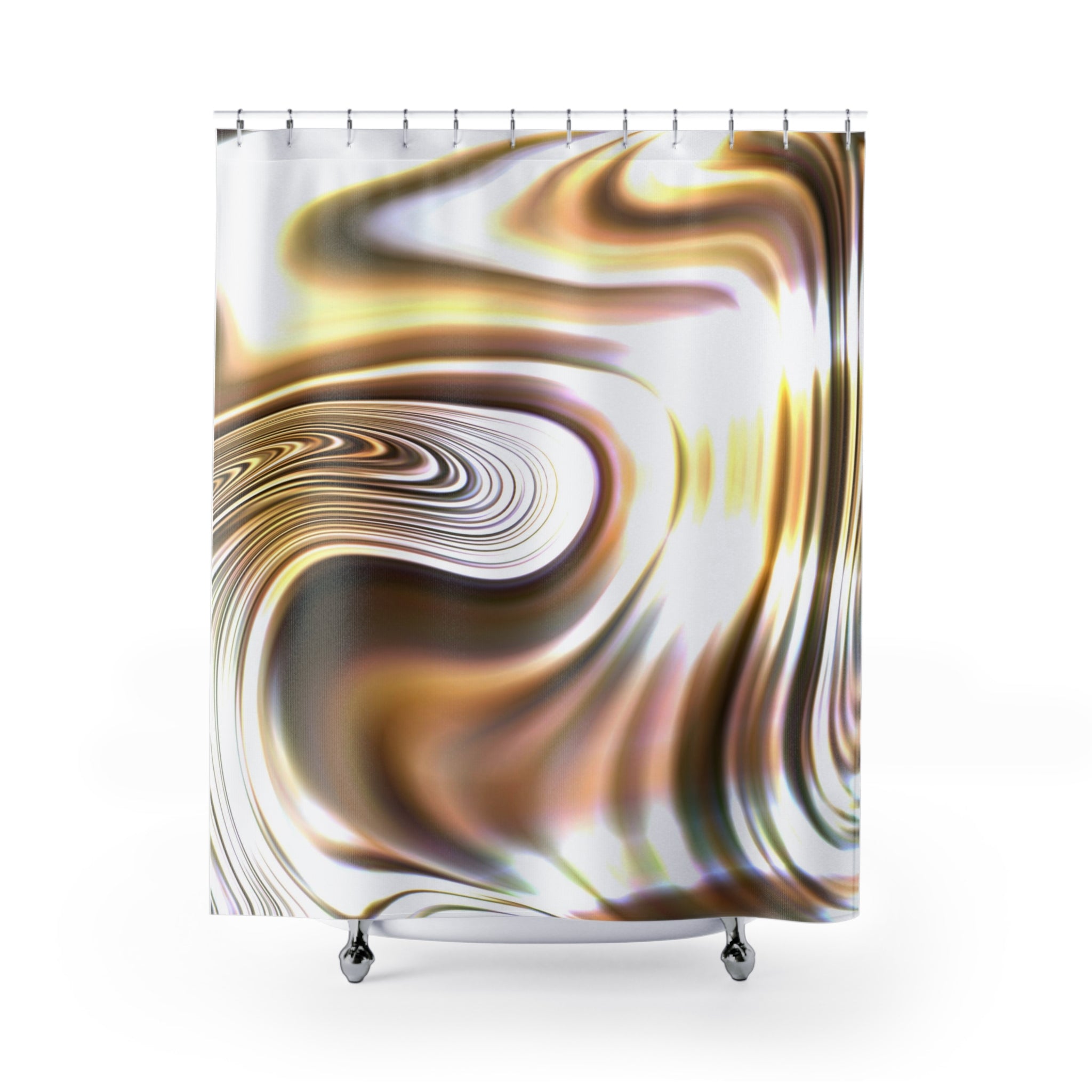 Boho Shower Curtain | Brown Beige, White Yellow