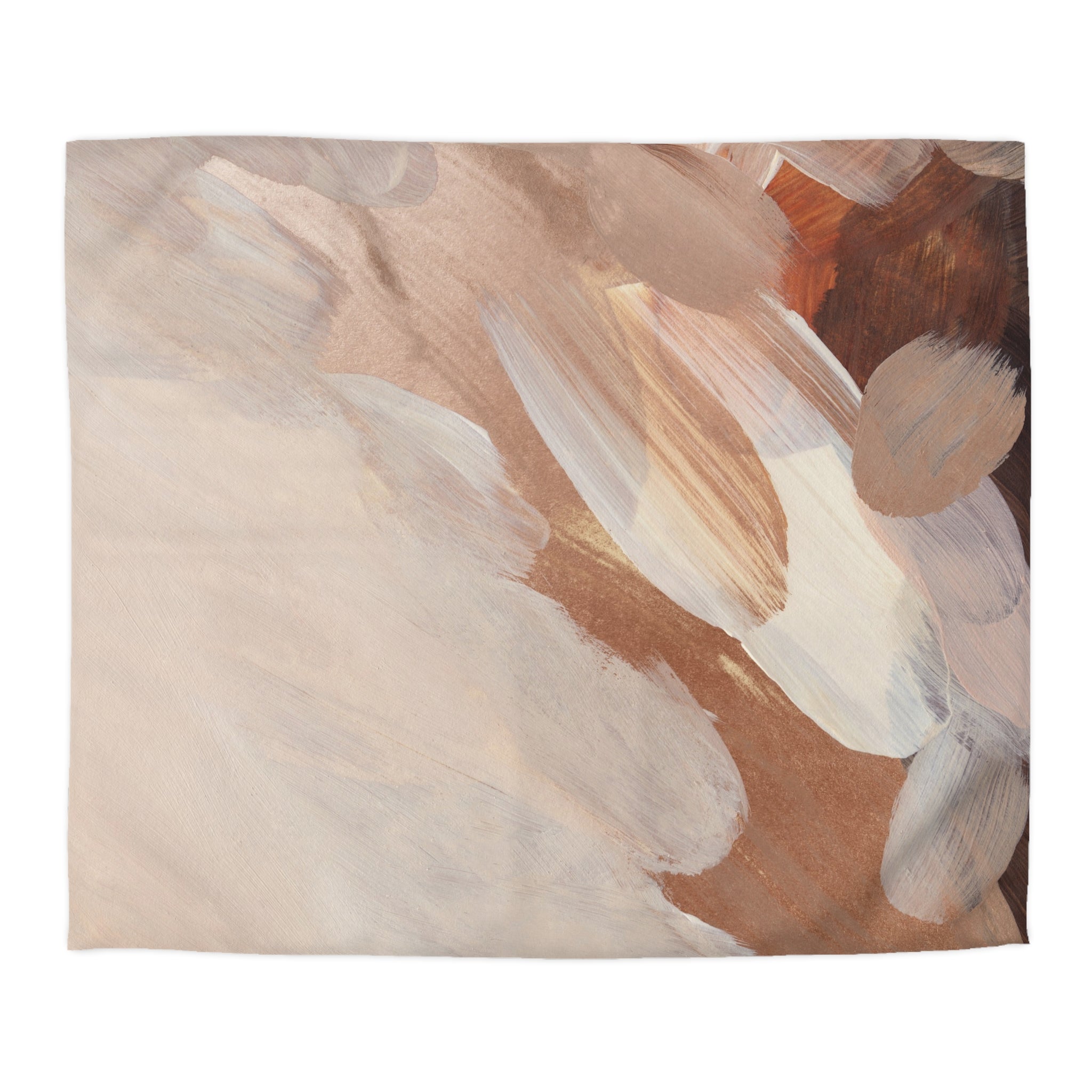 Abstract Duvet Cover | Beige, Burgundy Earthy Bedding Boho Decor | Bedroom Decor