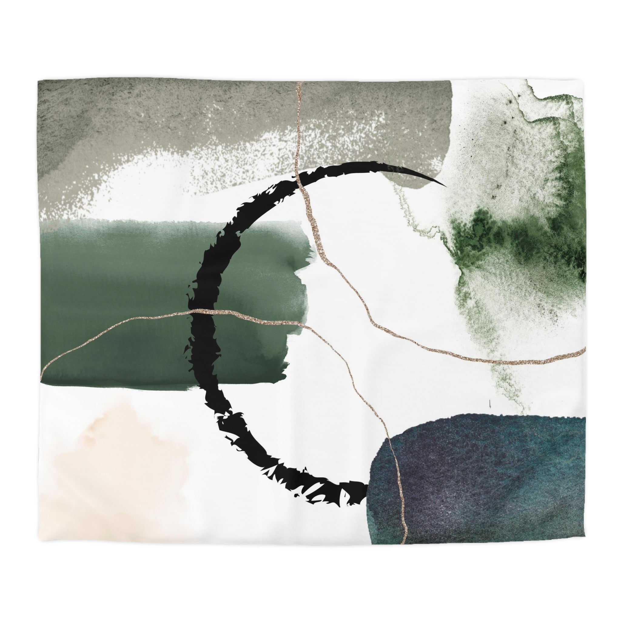 Abstract Duvet Cover | White Black Green Ombre | Bedroom Decor