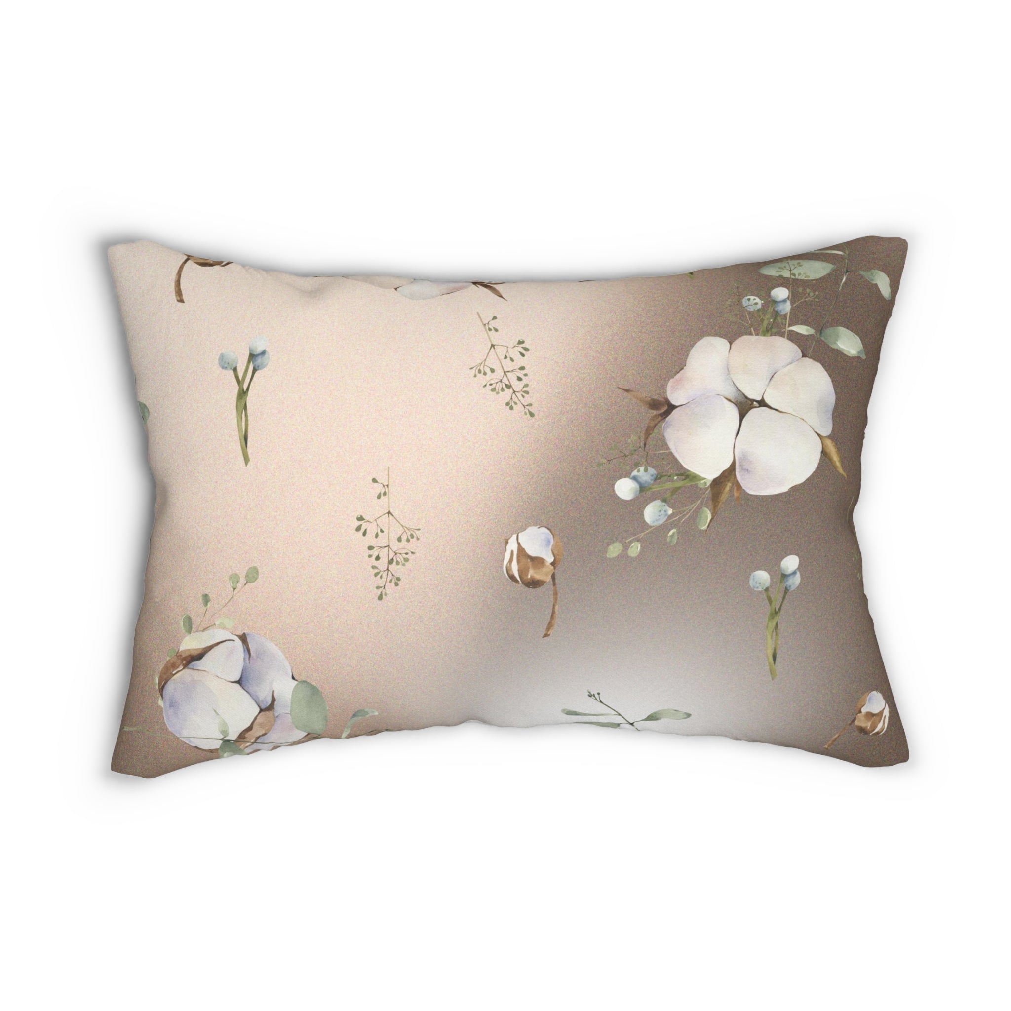 Floral Lumbar Pillow Blush Beige, Brown, Cotton Flowers