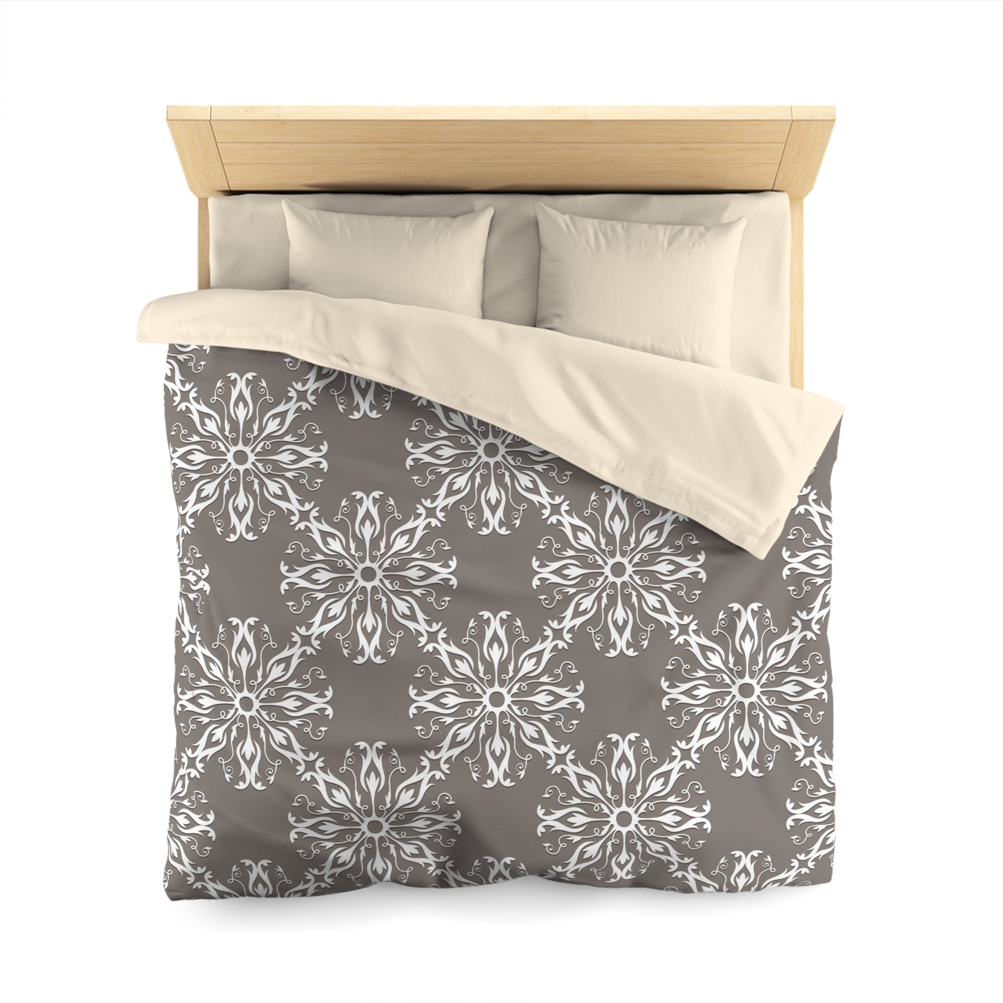 Retro Duvet Cover | Vintage Art Deco, Nouveau Grey White | Bedroom Decor