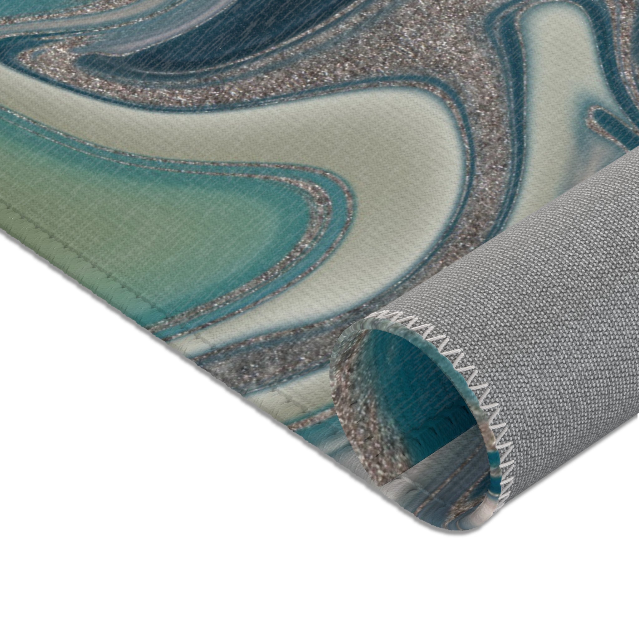 Abstract Large Area Rug | Modern Rug, Teal Sage Green