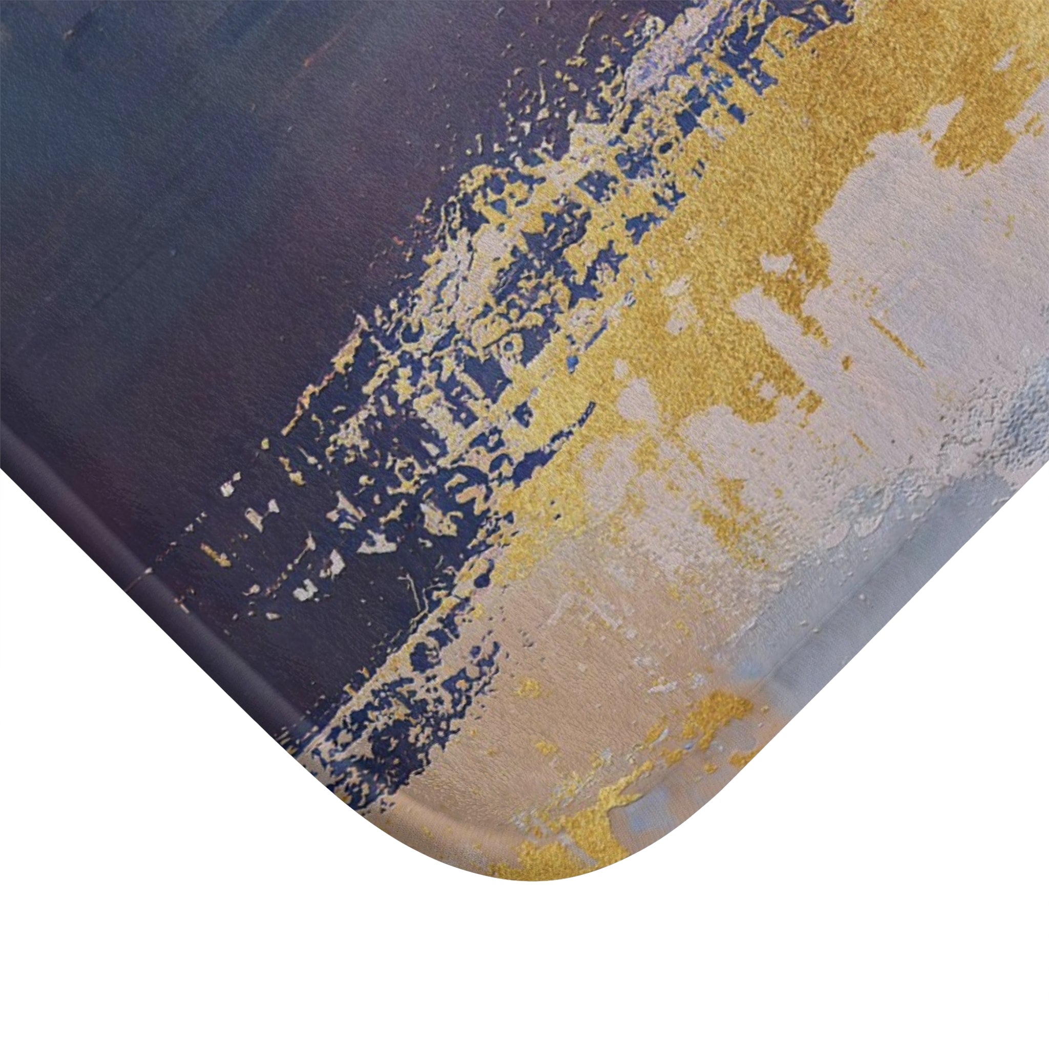 Abstract Bath Mat | Navy Blue, Muted Gold Beige Kitchen Mat