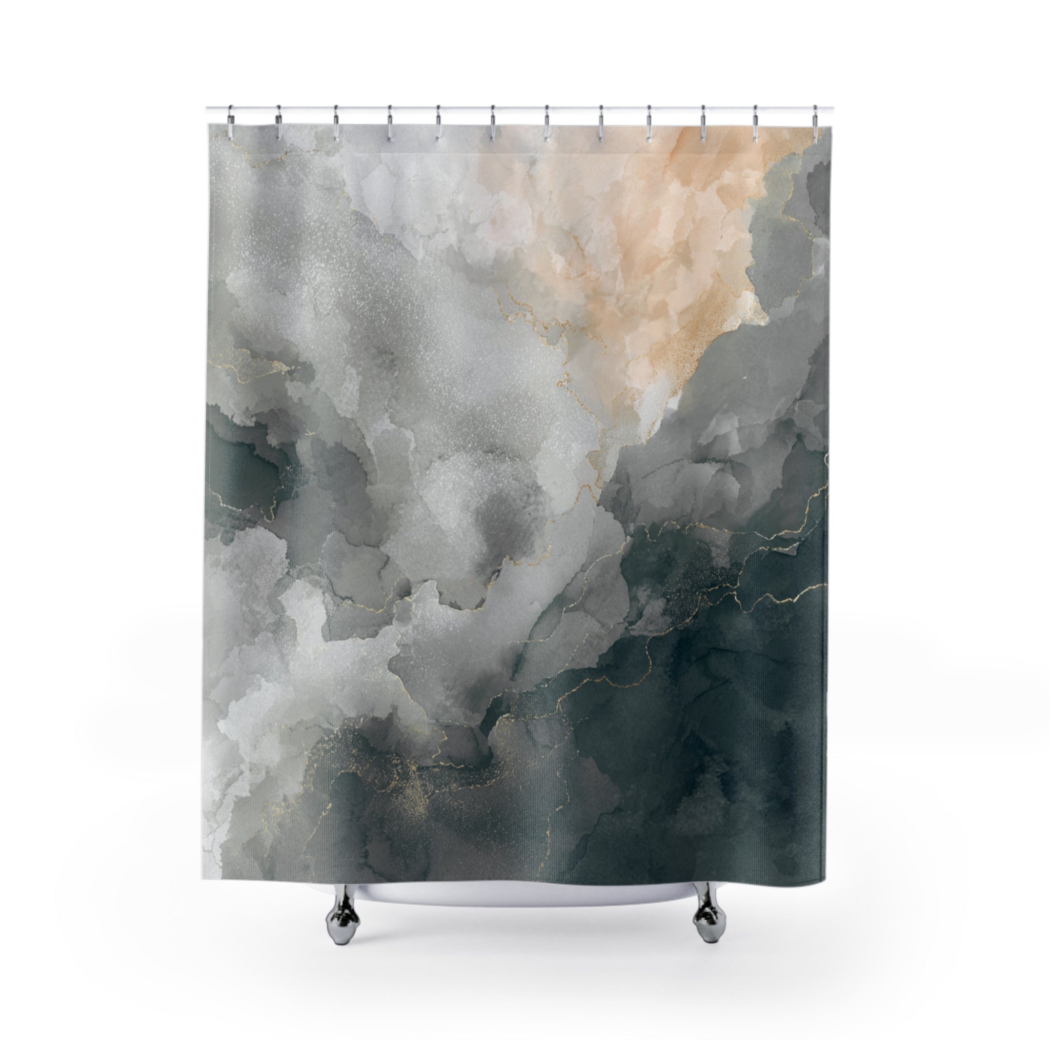 Abstract Watercolor Shower Curtain | Grey Ombre Bathroom Decor