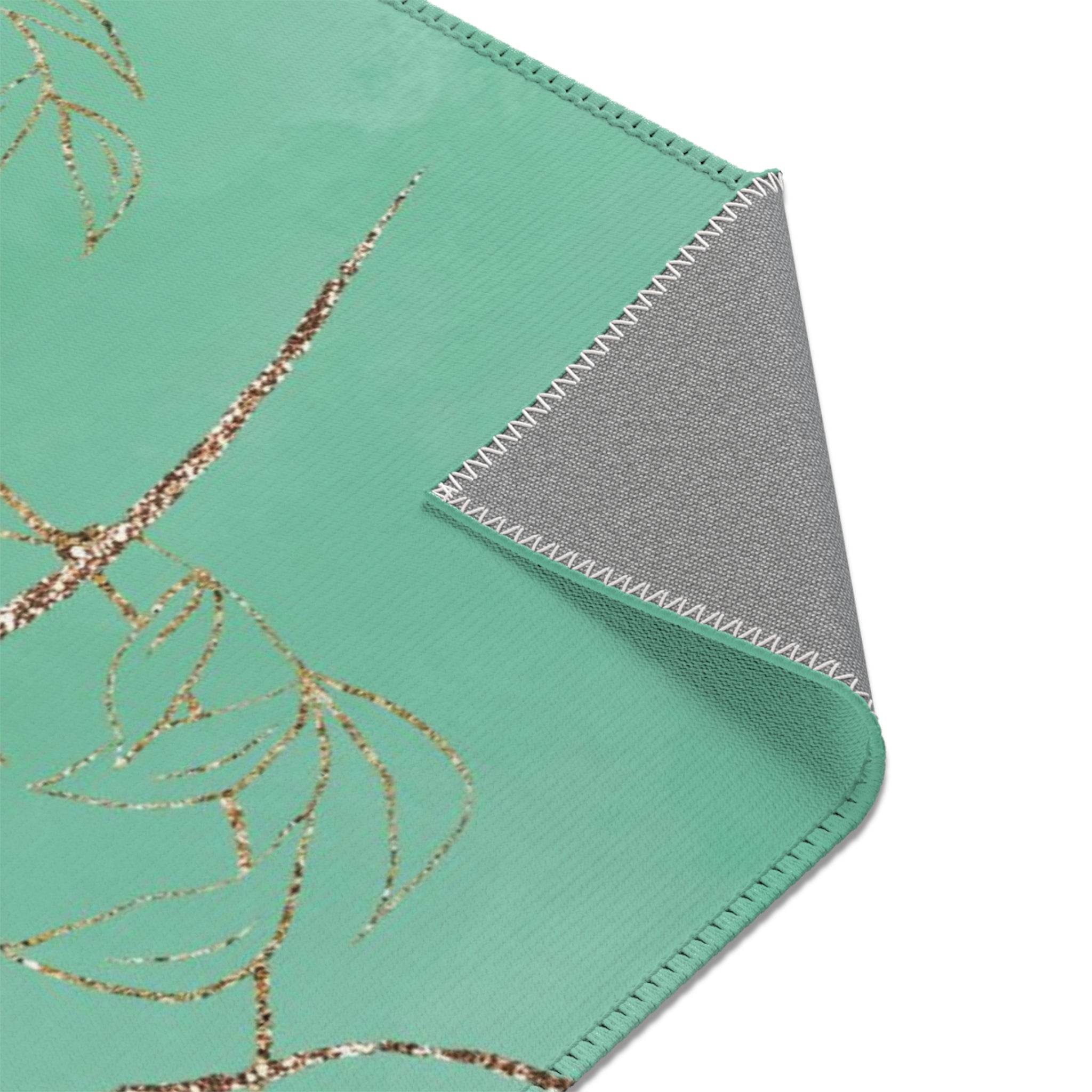 Abstract Floral Area Rug | Sage, Pale Green Ombre, Gold