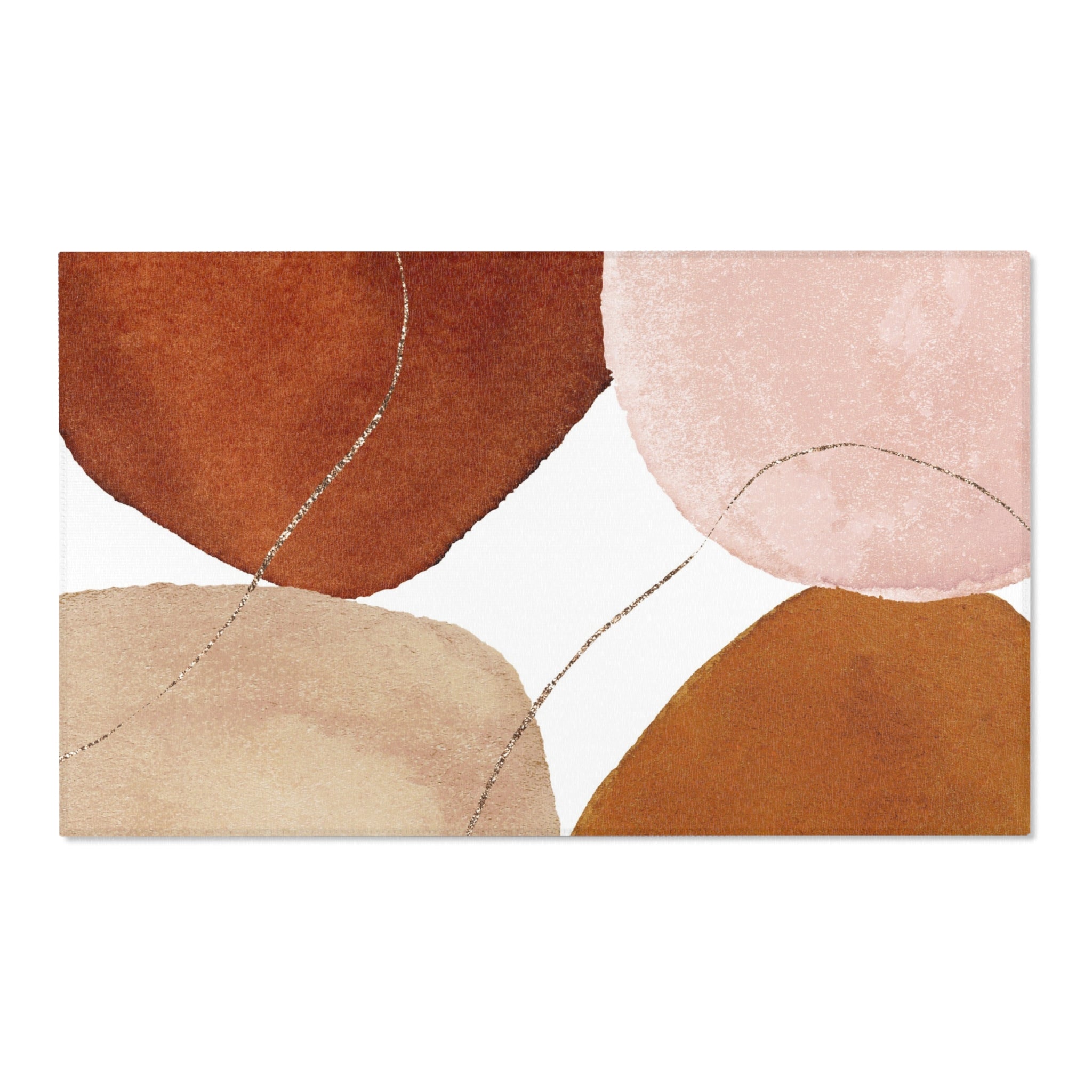 Modern rust, beige and blush pink abstract area rug, close-up of the woven pattern