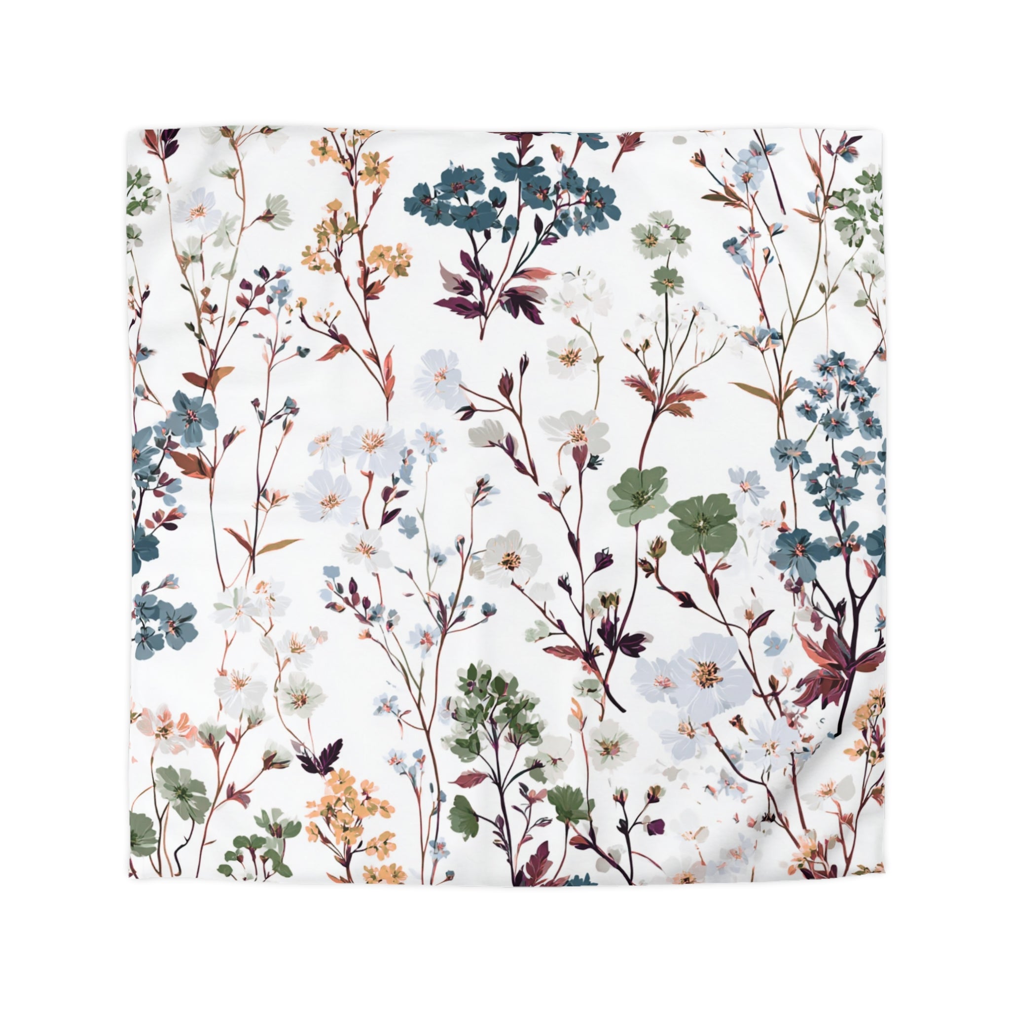 Floral Modern Duvet, Pillow Cover | White Pink Bedroom Decor
