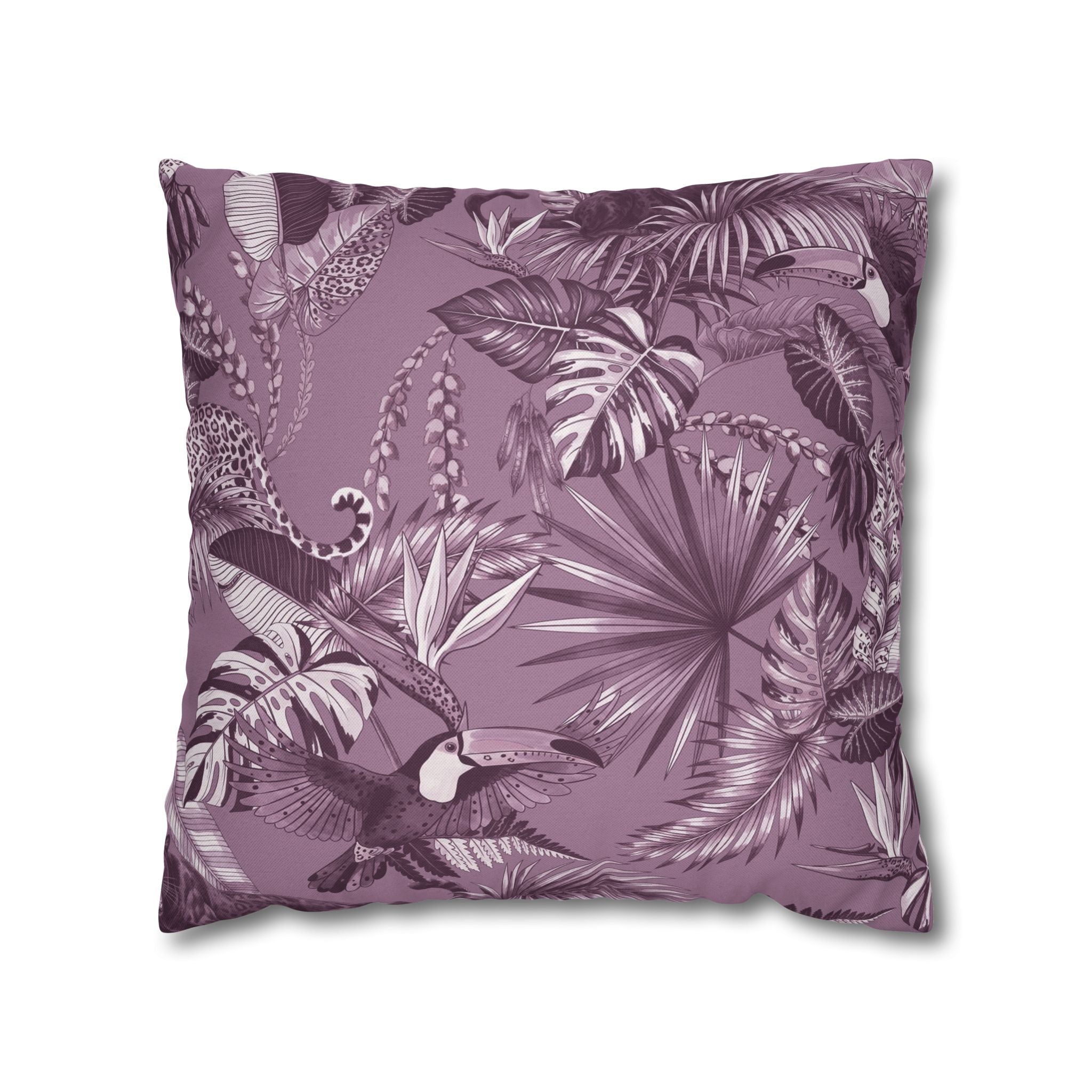 Jungel Throw Pillow Cover, Plum Coastal Nature Decor Cushion