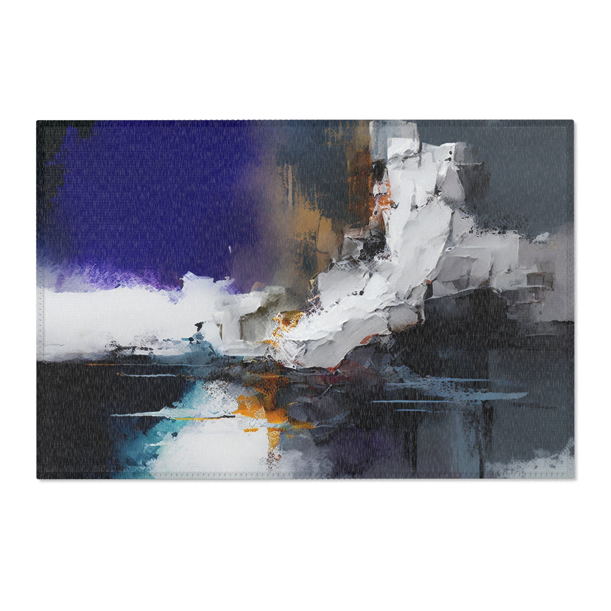 Abstract Large Area Rug | Navy White Grey