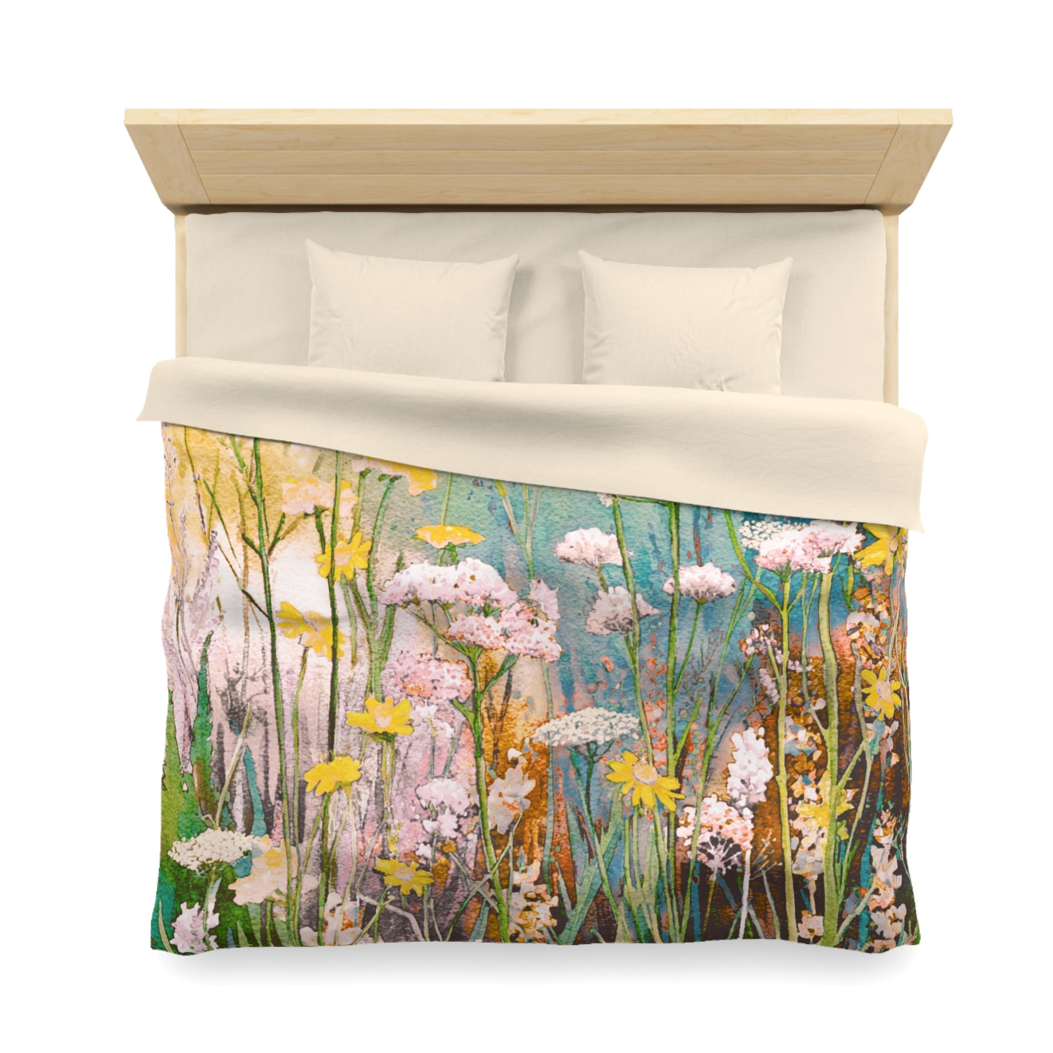 Floral Duvet, Pillow Cover | Yellow Green Bedroom Decor