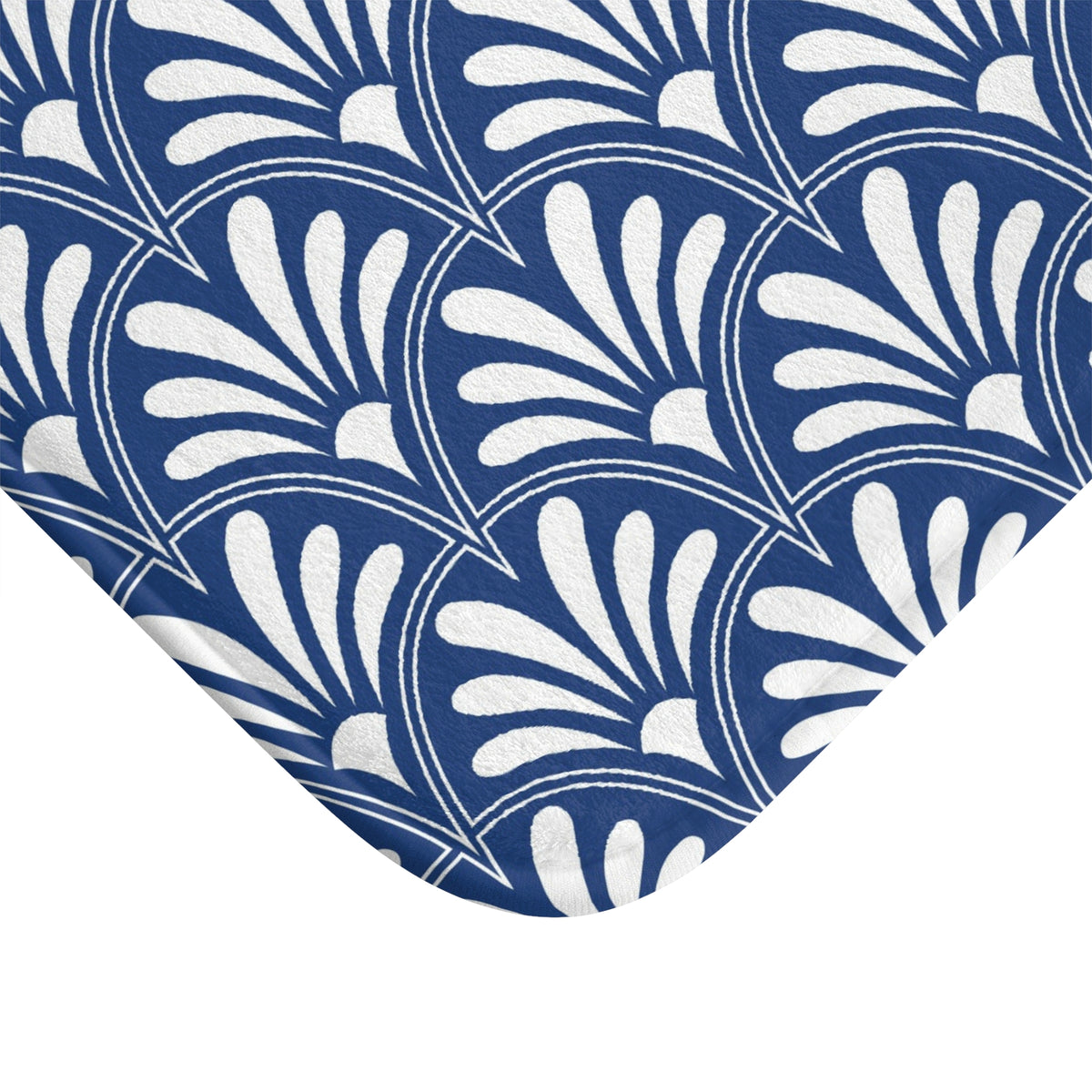 Cobalt Blue Deco Fan Bath Mat, Art Nouveau Bathroom Rug