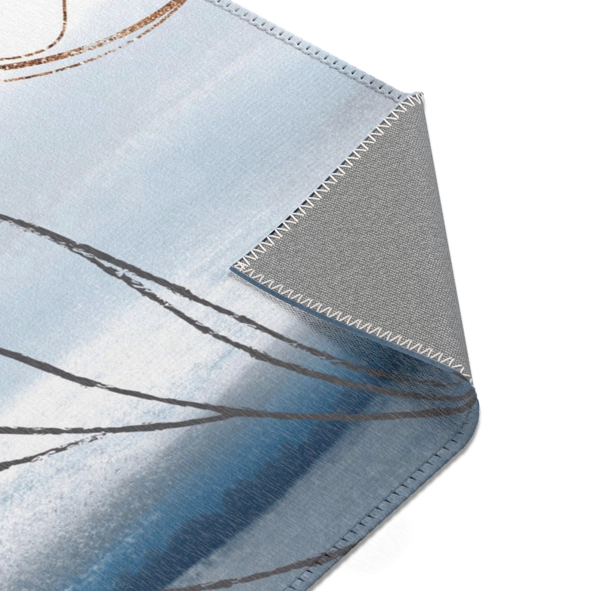 Abstract Minimalist Area Rug | Blue Grey, Ombre Rug