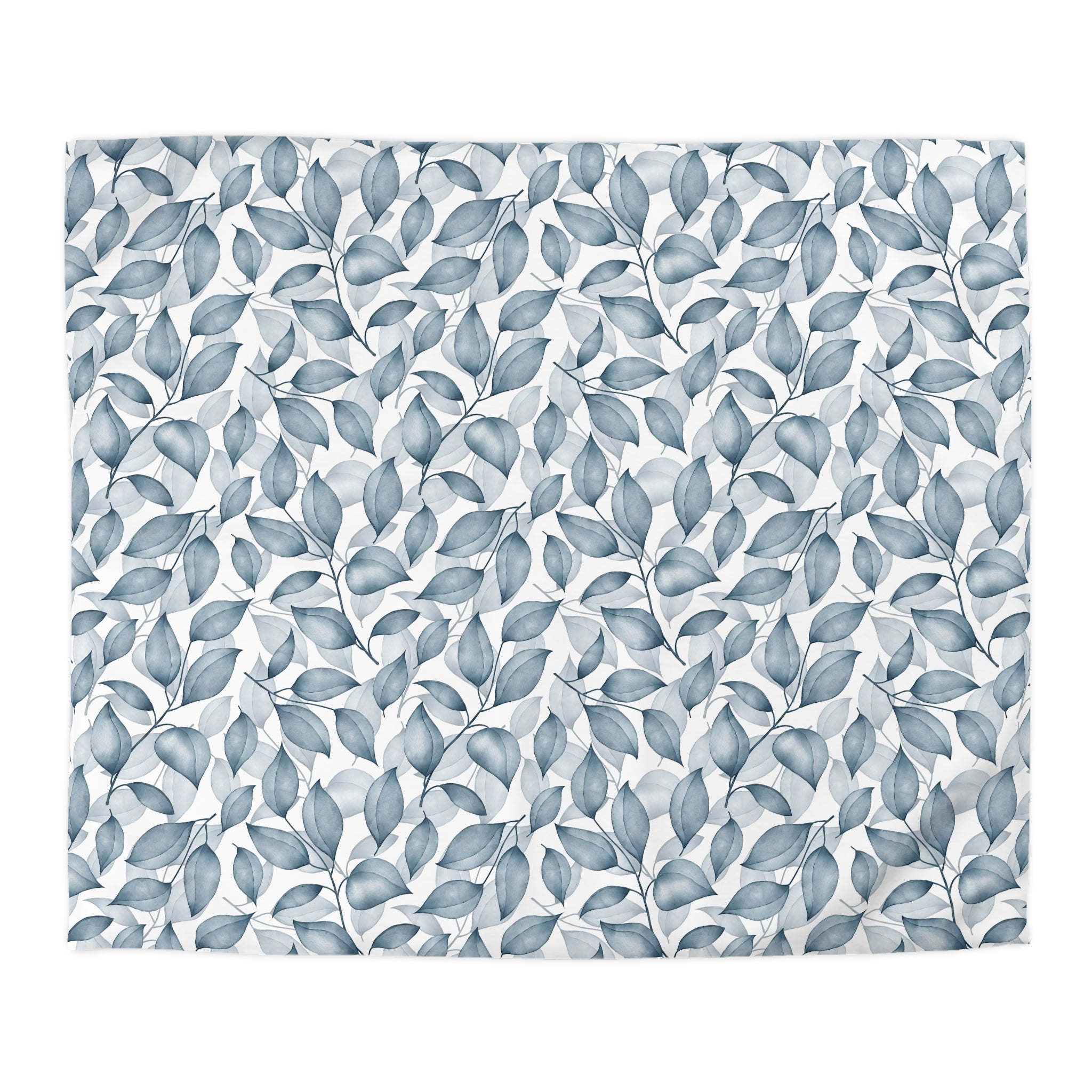 Floral Cotton Duvet, Pillow Cover | Blue White Leaves Bedroom Decor