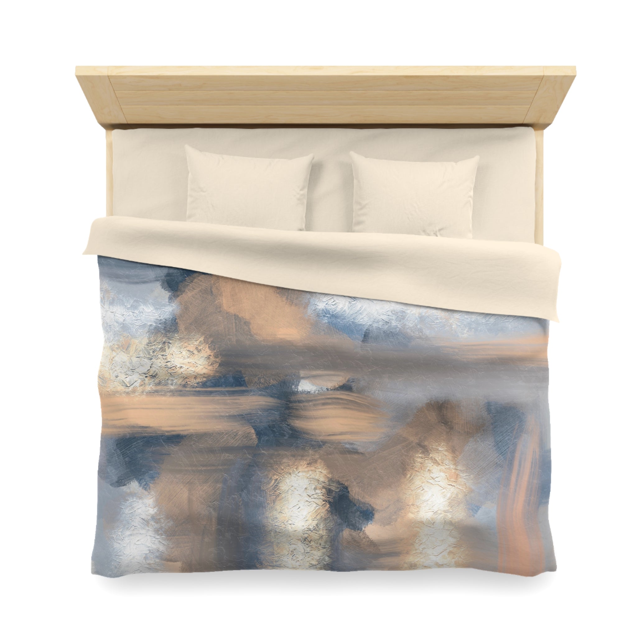 Abstract Duvet, Pillow Cover | Blue Beige Bedroom Decor