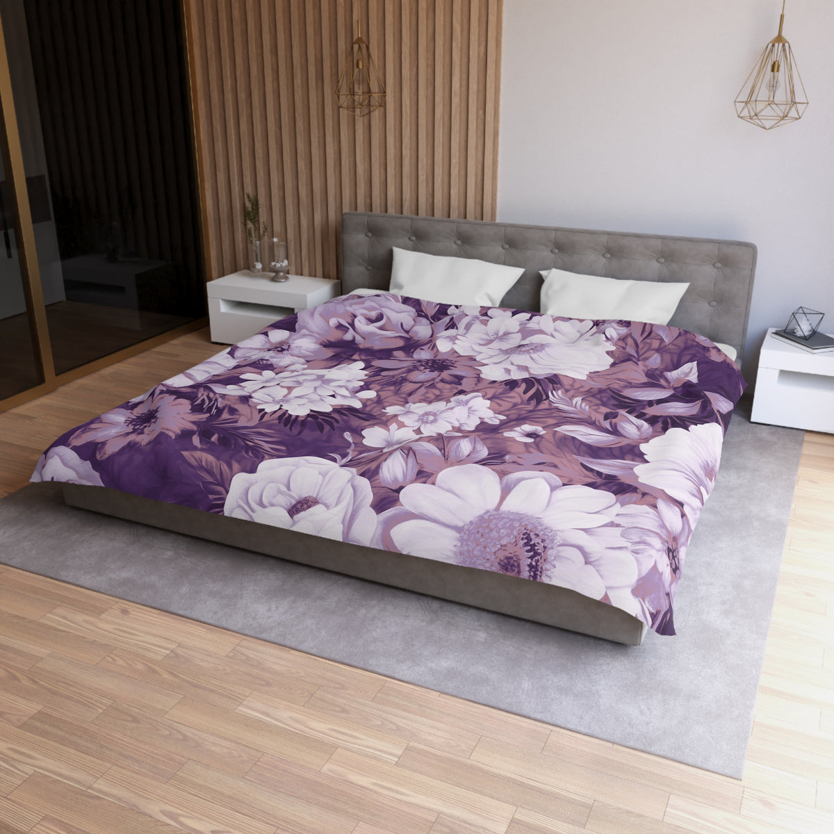 Purple Vintage Floral Duvet Cover | Plum Lilac Peony Rose Bedding