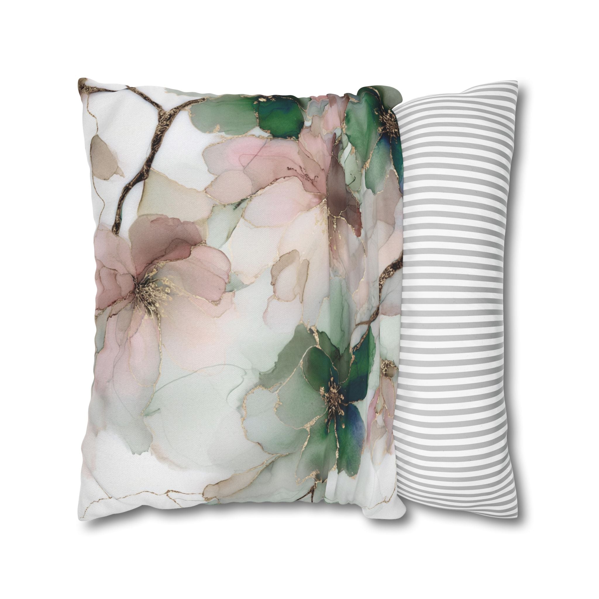 Floral Pillow Cover | Sage Green, Blush Watercolor Pillowcase