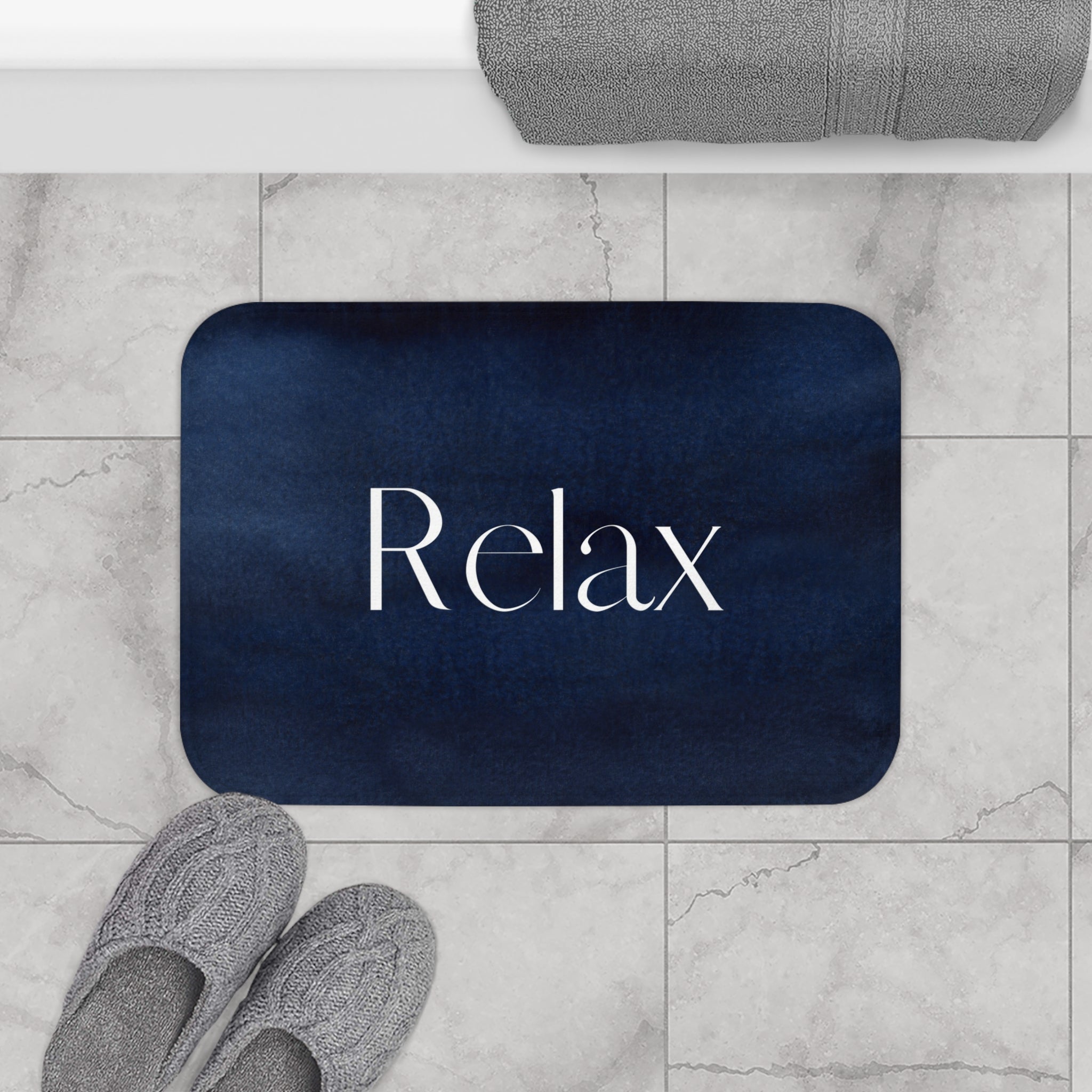 Navy Blue Bath Mat | Relax, Zen Kitchen Mat