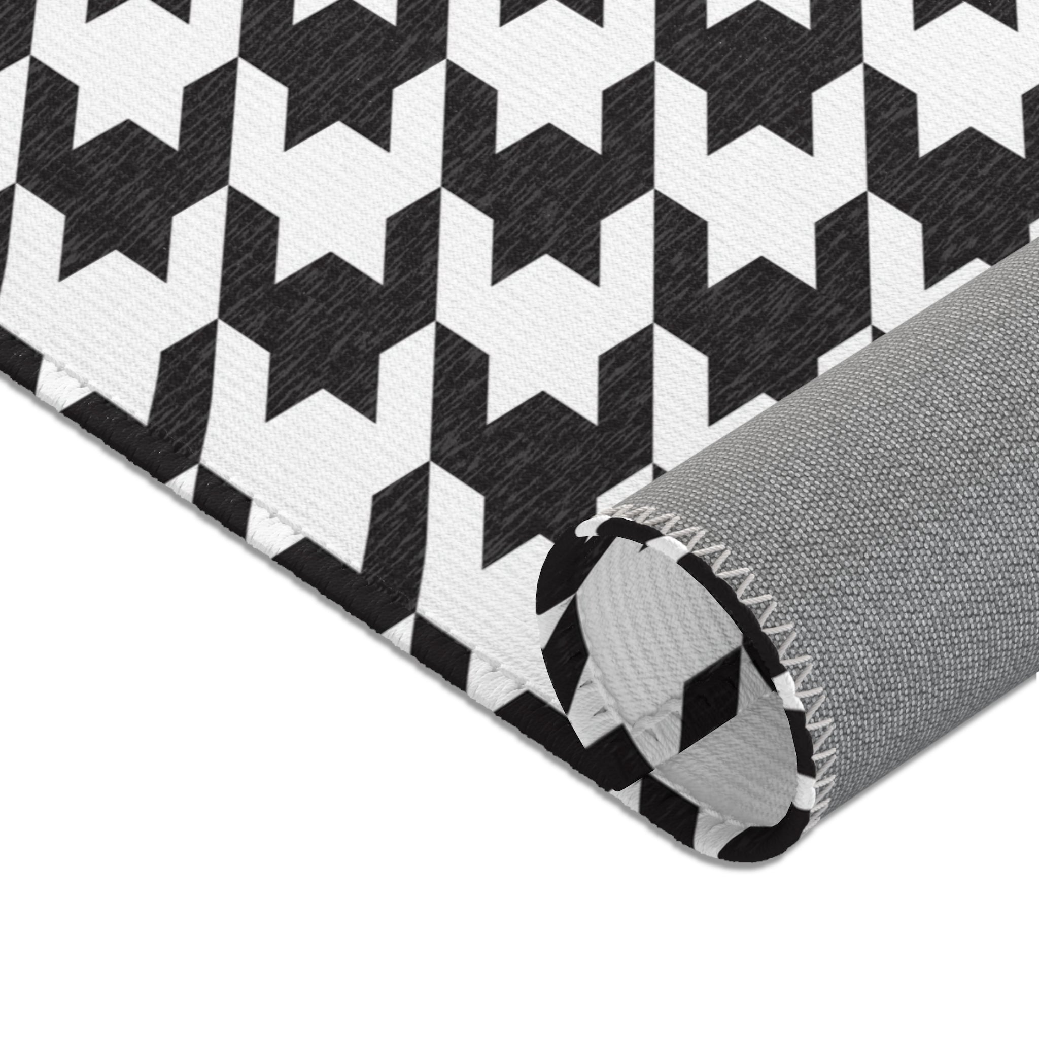 Large Area Rug | Black White Houndstooth