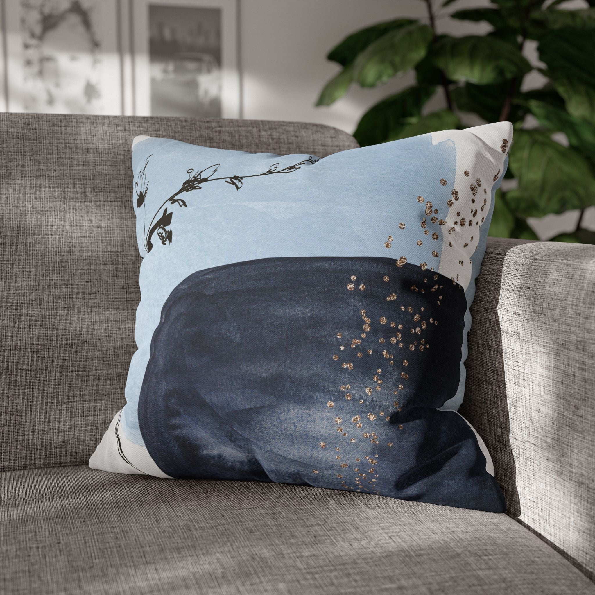 Blue Throw Pillow Cover, Modern Organic Decor, Couch Cushion