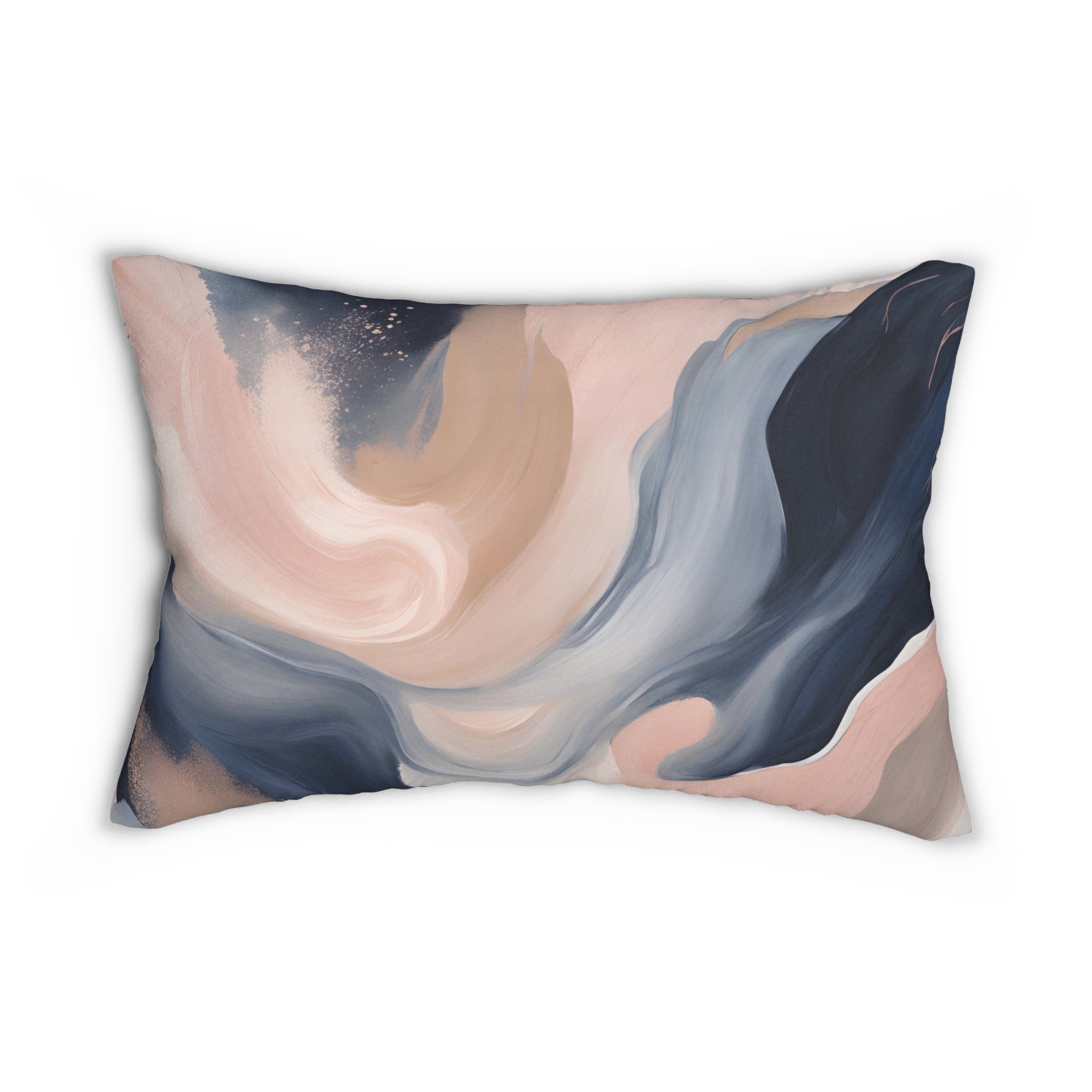 Abstract Lumbar Pillow | Blush Pink, Navy Blue Watercolor