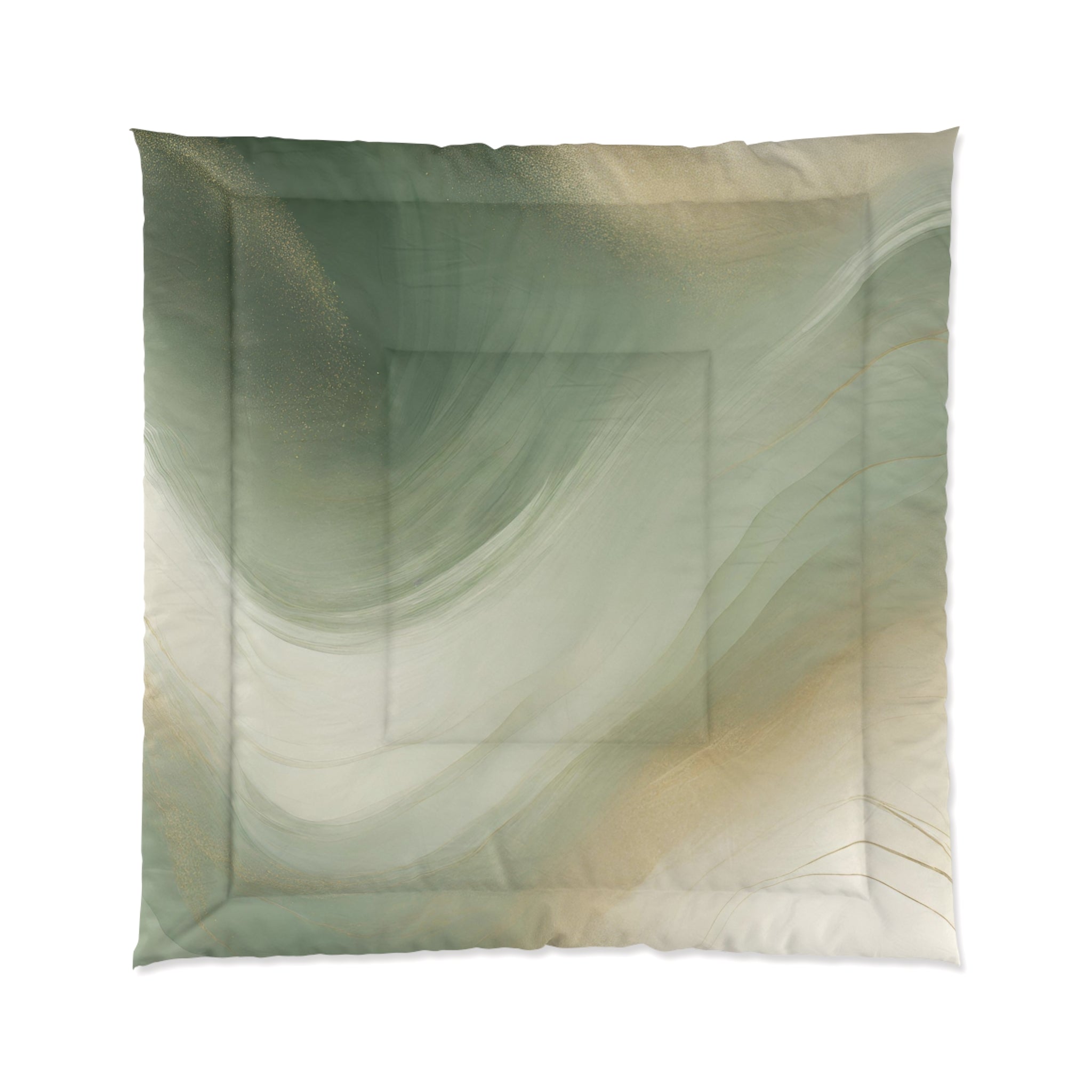 Abstract Bedding Comforter | Sage Green, Beige Ombre
