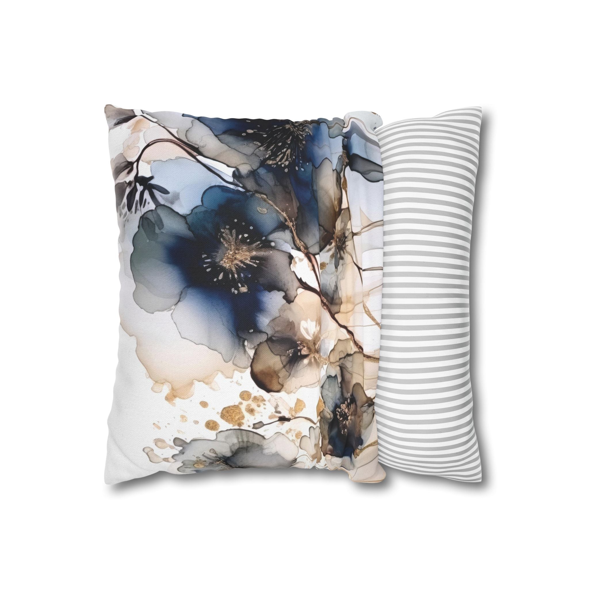 Floral Pillow Cover | Navy Blue Beige White Pillowcase