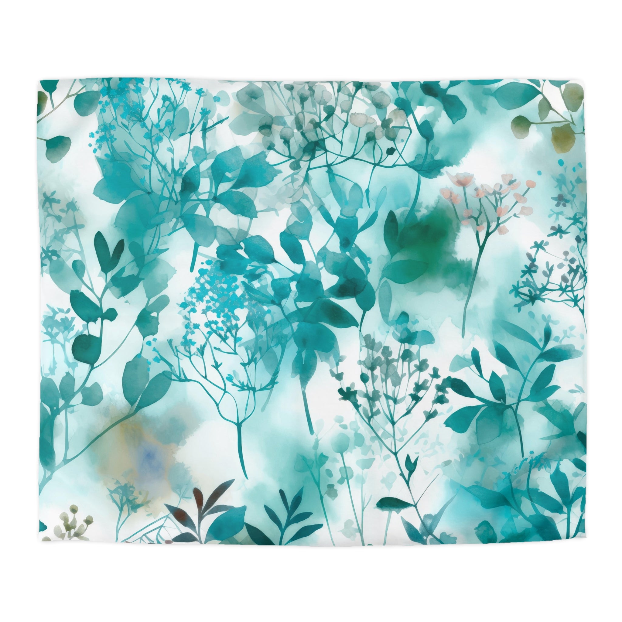 Abstract Floral Duvet, Pillow Cover | Turquoise Wildflowers Bedroom Decor