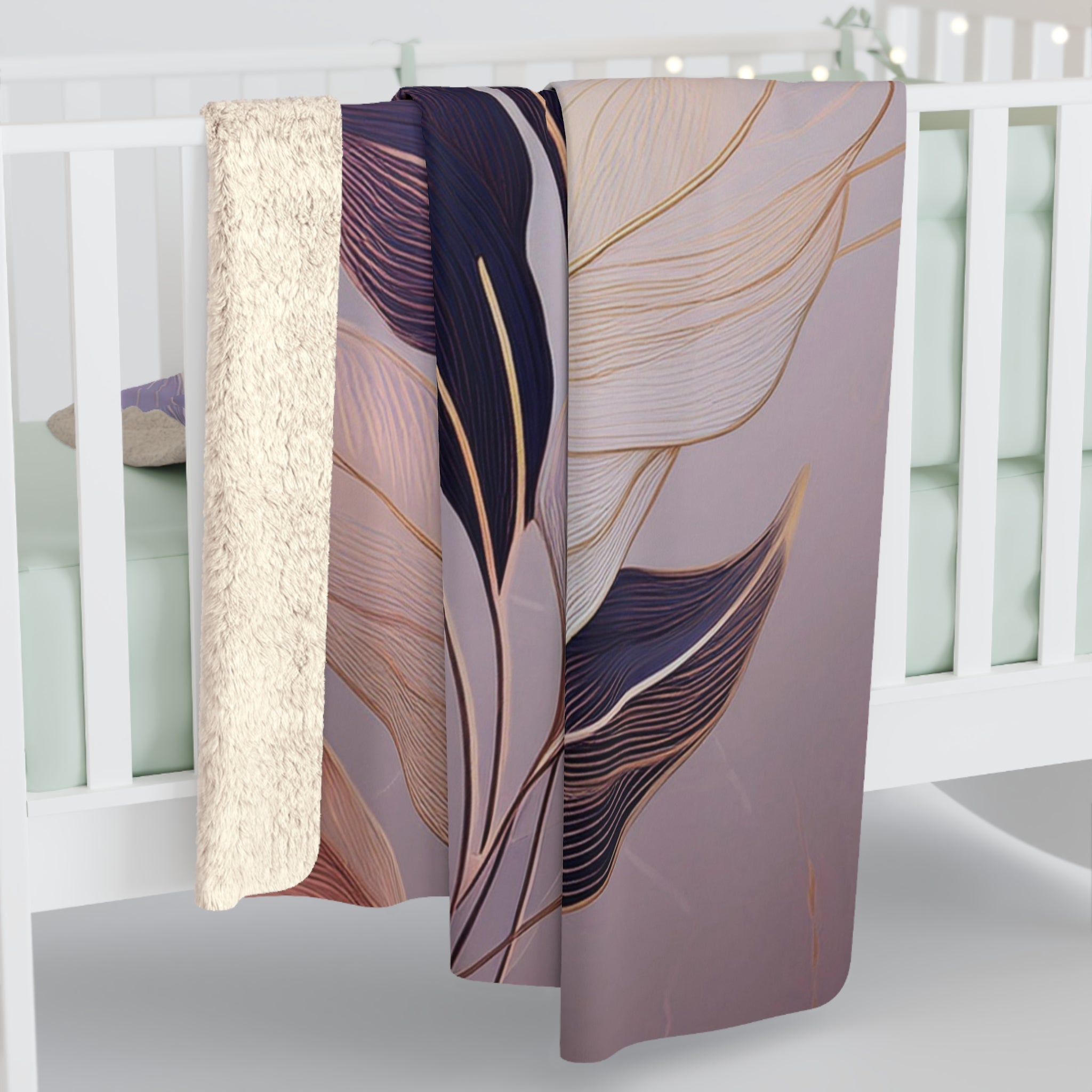 Floral Throw Blanket | Lavender Lilac Purple Leaves