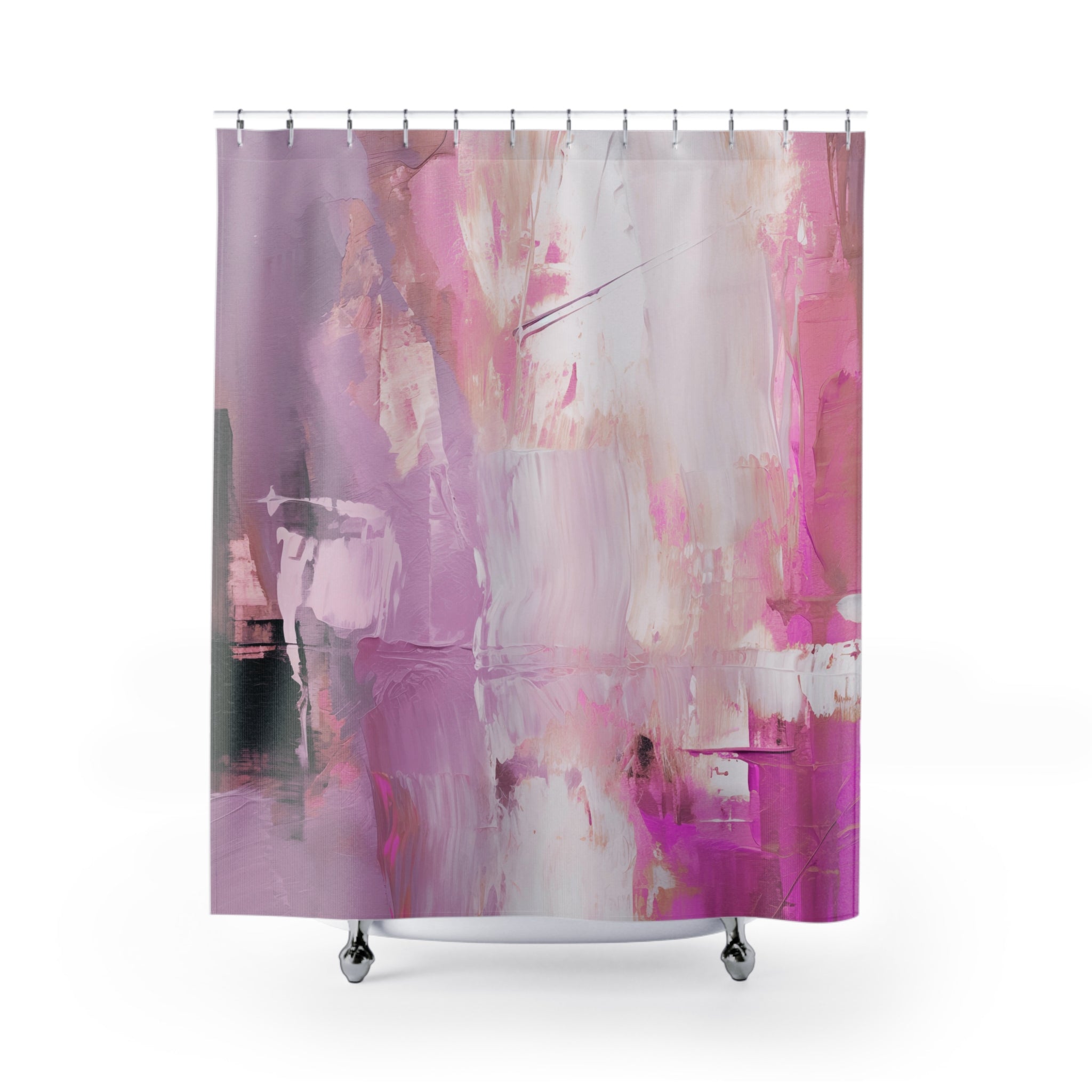 Boho Shower Curtain | Fuchsia Pink, White
