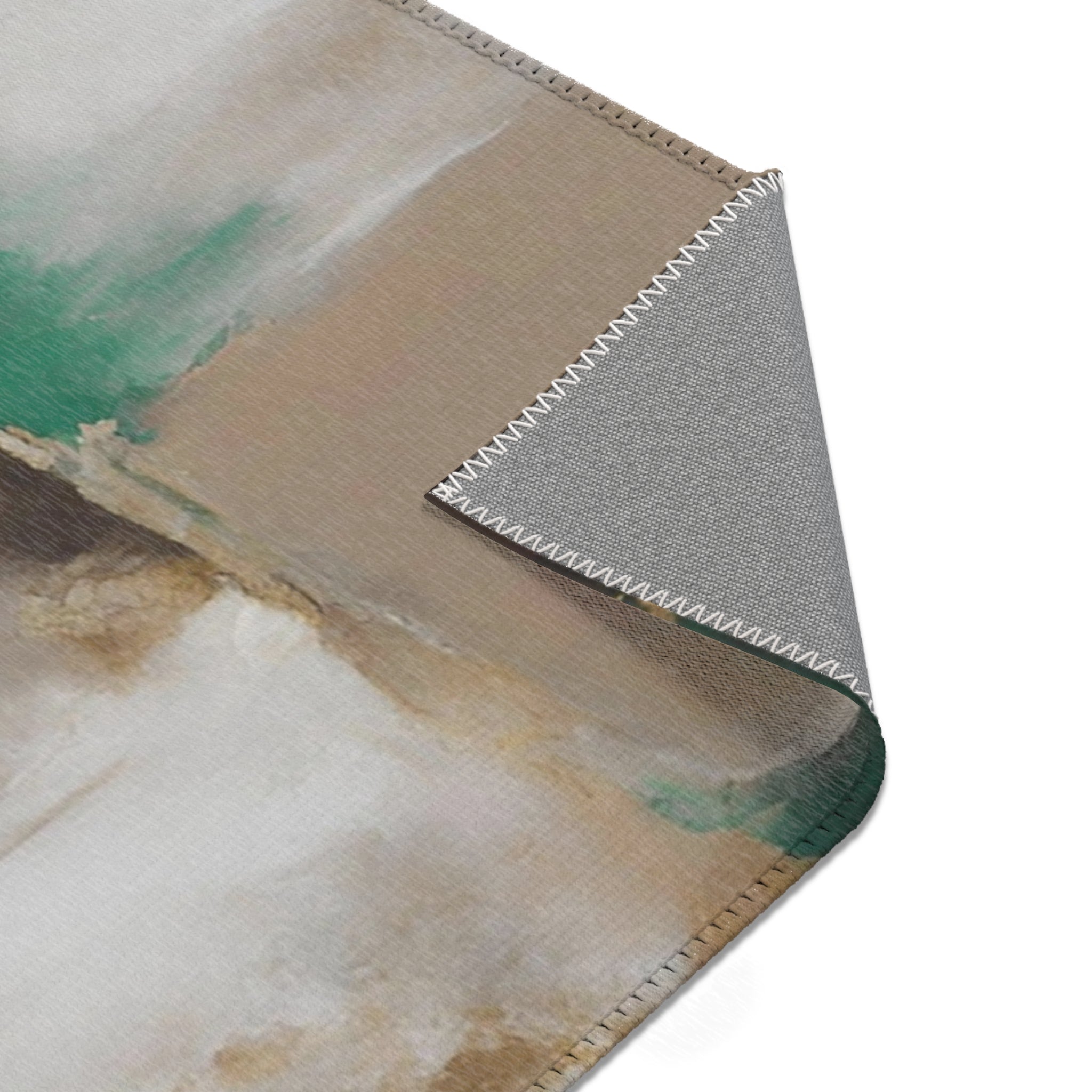 Abstract Large Area Rug | Green Brown Beige