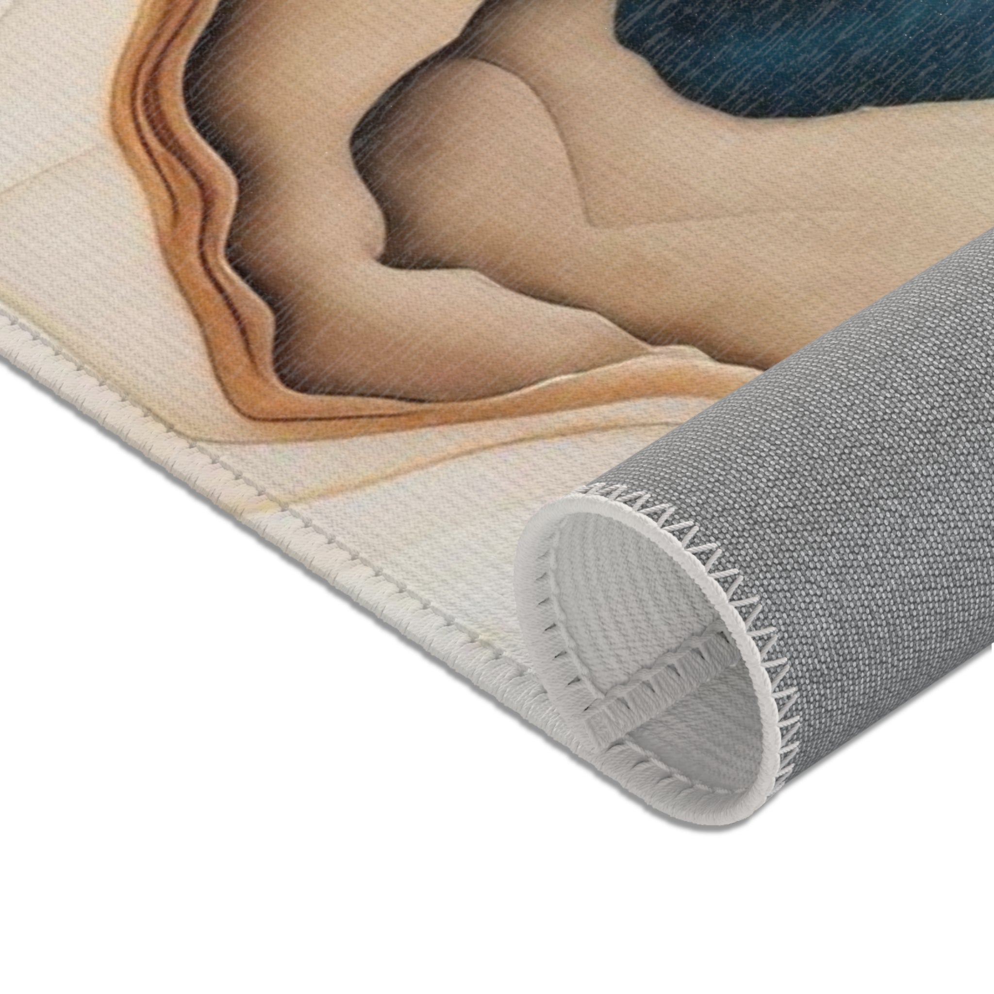 Abstract Large Area Rug | Navy Blue, Brown Beige Liquid Ink