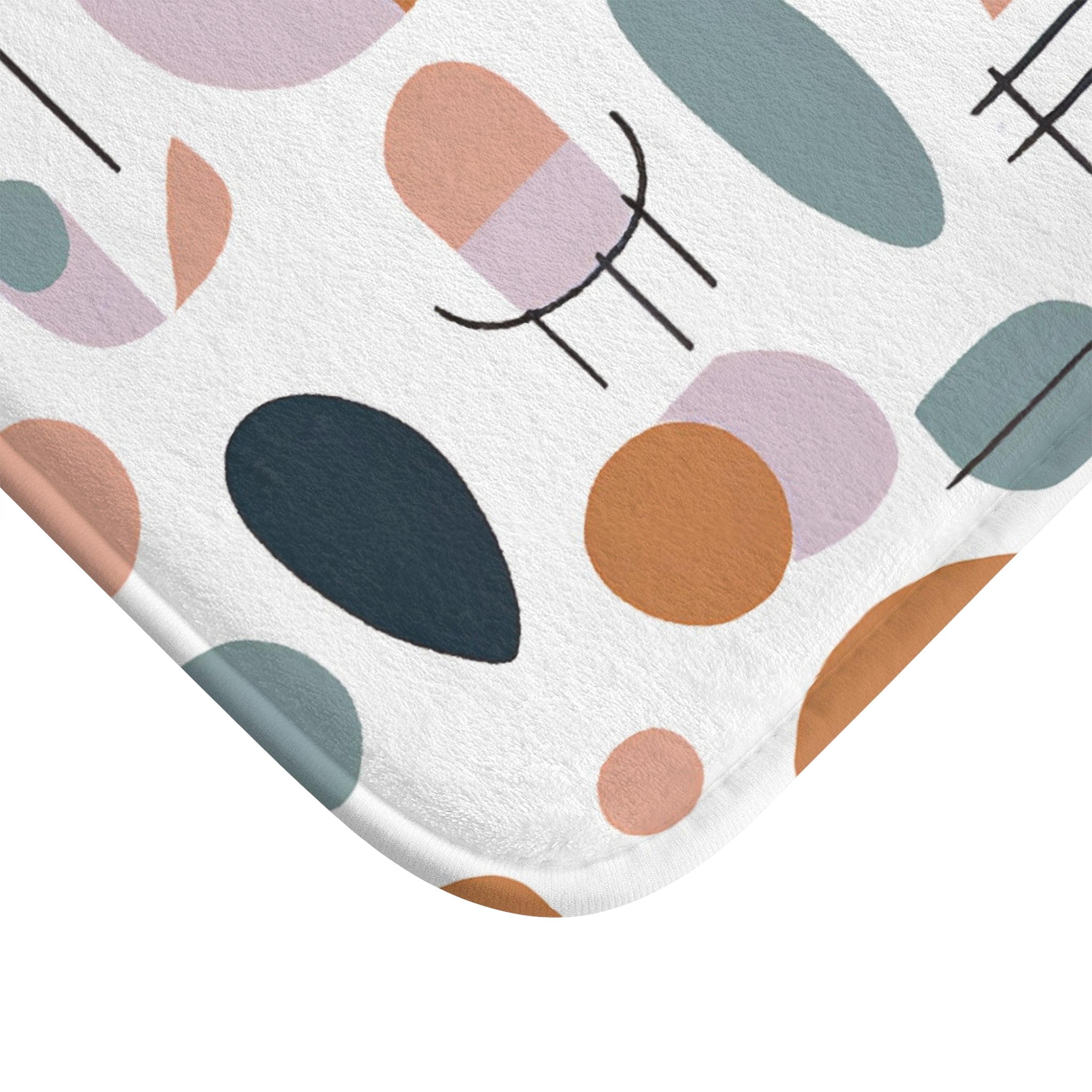 Boho Colorful Bath Mat | Muted Neutral Earthy White Kitchen Mat