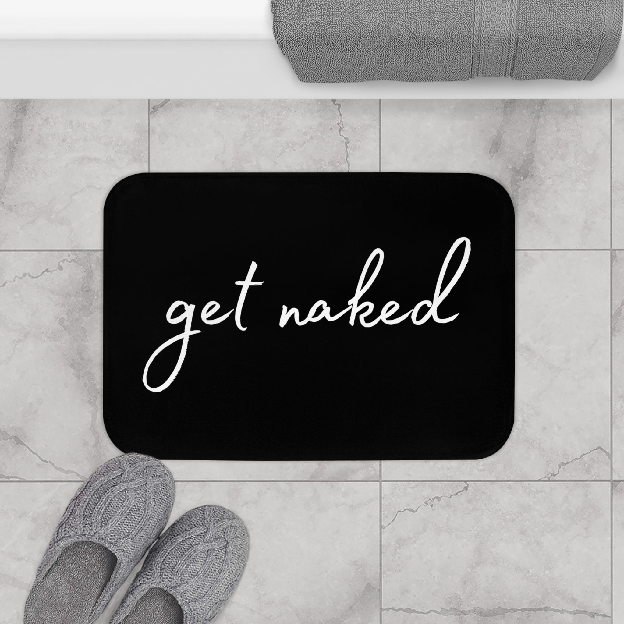Get Naked Bath Mat | Black Cute Bath Rug